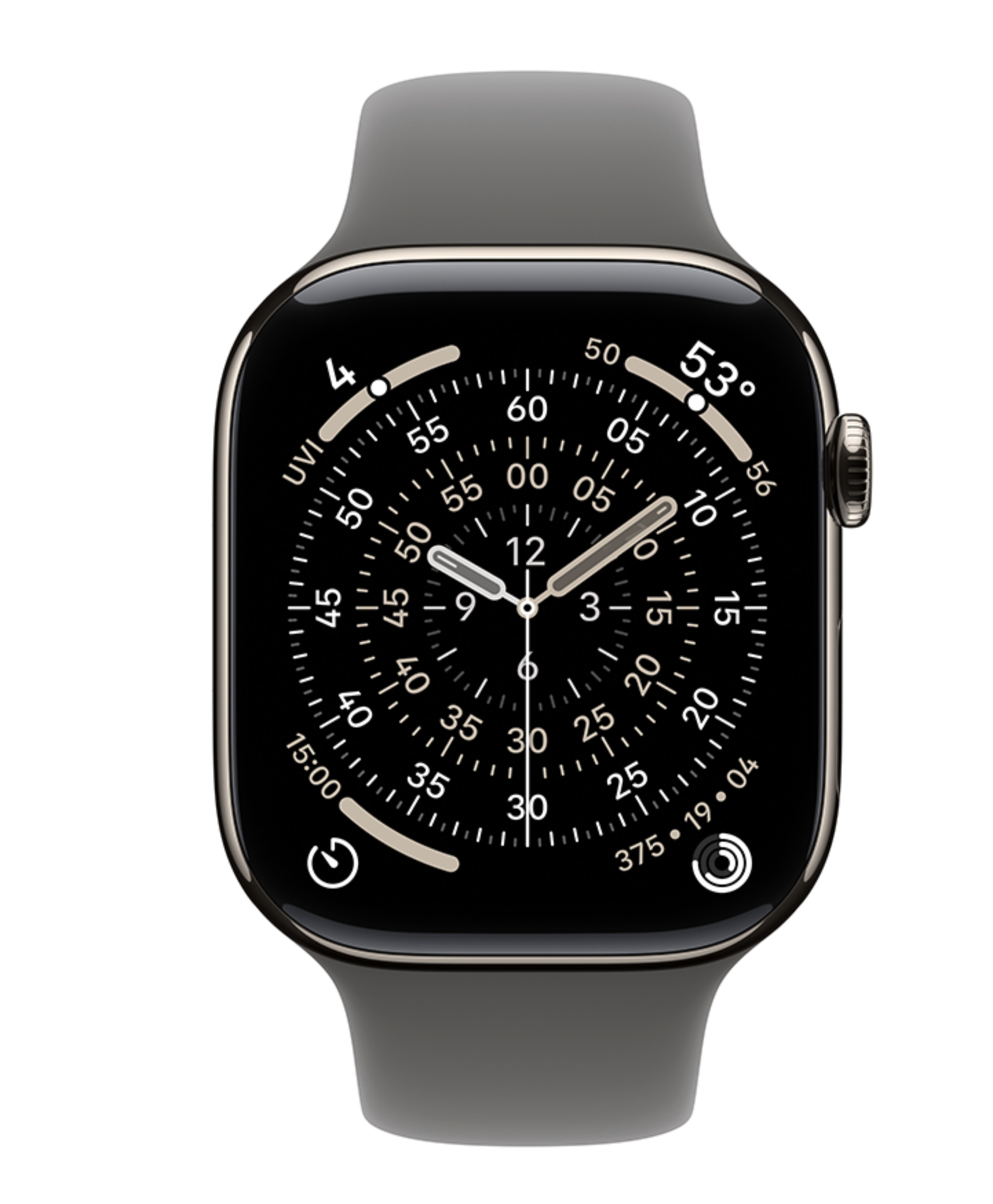 Apple Watch Series 11, 46mm, GPS + Cellular, Titanium, Sportbandje S/M, Titanium (Grijs)