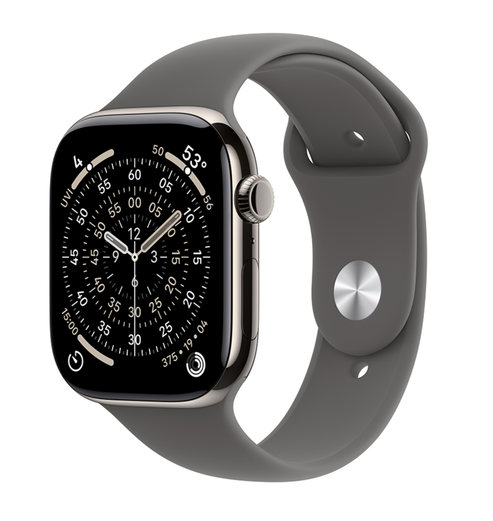 Apple Watch Series 11, 46mm, GPS + Cellular, Titanium, Sportbandje S/M, Titanium (Grijs)