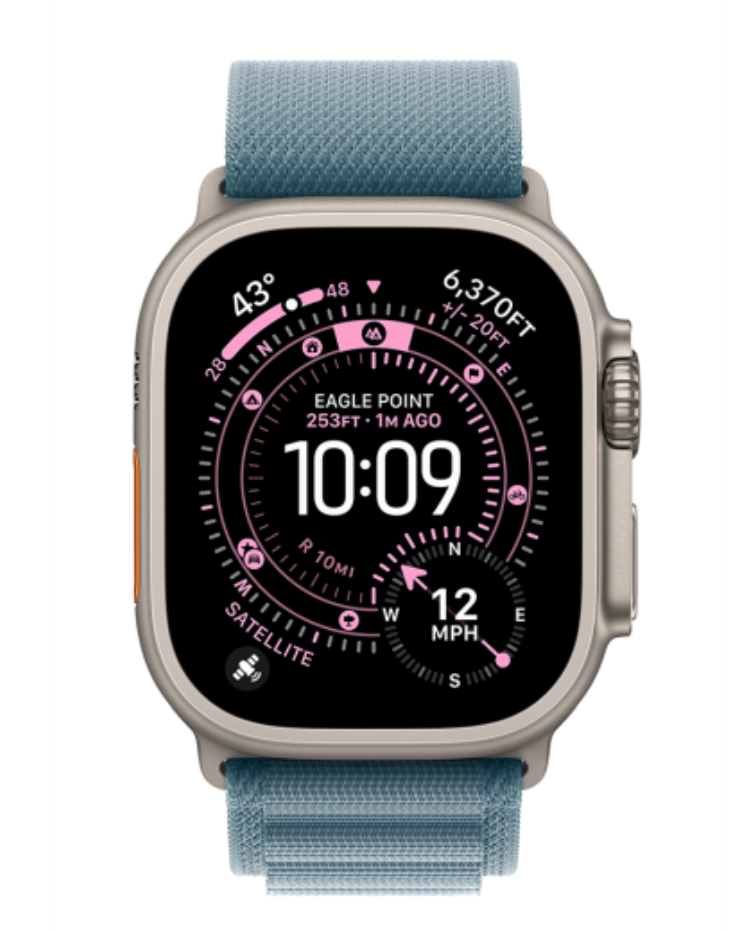 Apple Watch Ultra 3, Alpine-bandje S, Titanium (Blauw)