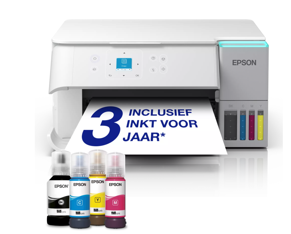 Epson EcoTank ET-2956 witte multifunctionele A4 Wi-Fi-printer met inkttank, inclusief tot wel 3 jaar aan inkt 