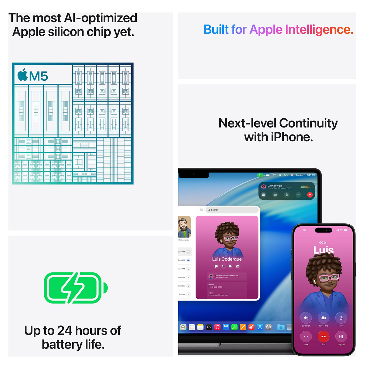 MacBook Pro (2025) 14" M5 10‑core CPU, 10‑core GPU, 24GB ram, 1TB SSD Zwart QWERTY