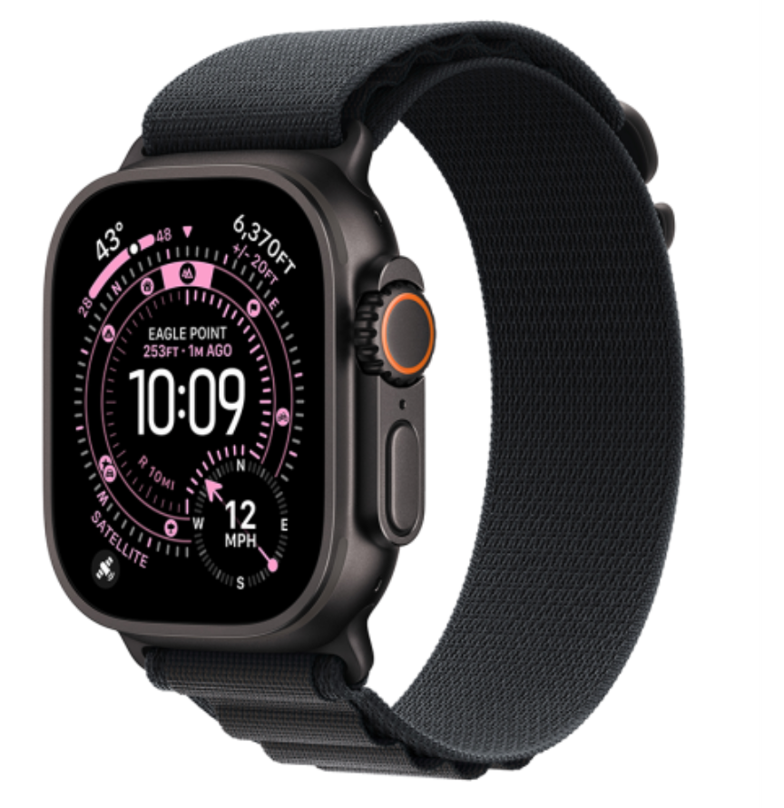 Apple Watch Ultra 3 Wifi + 5G 49mm Black Titanium Case with Black Alpine Loop - Small
