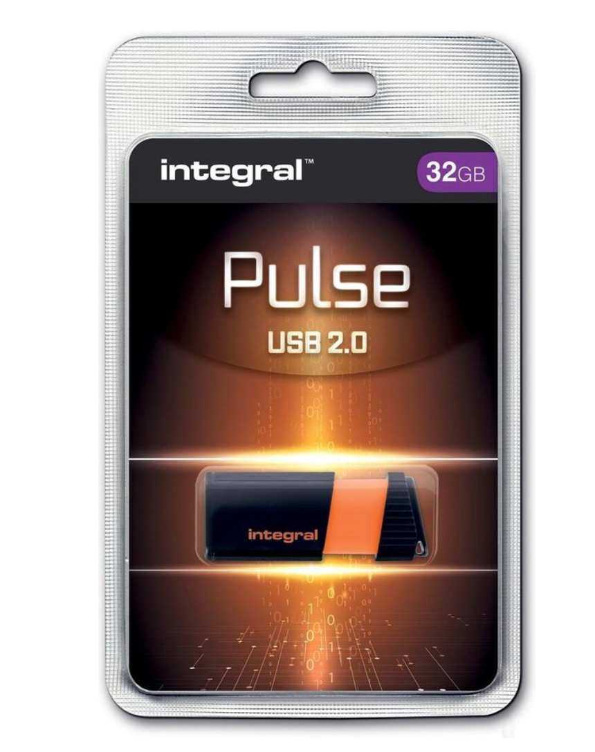 Integral Pulse USB 2.0 stick, 32 GB, zwart/oranje