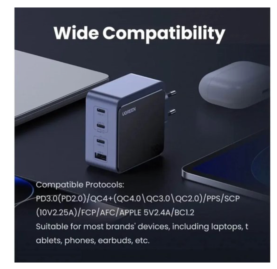 Ugreen Nexode Air 100W USB/USB-C PD Snellader GaN Adapter Grijs