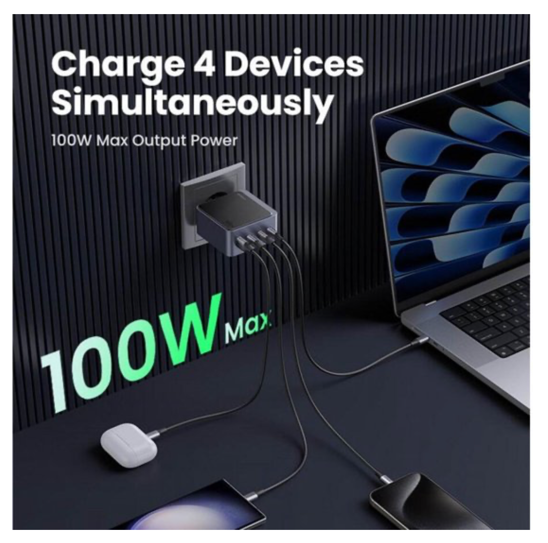 Ugreen Nexode Air 100W USB/USB-C PD Snellader GaN Adapter Grijs