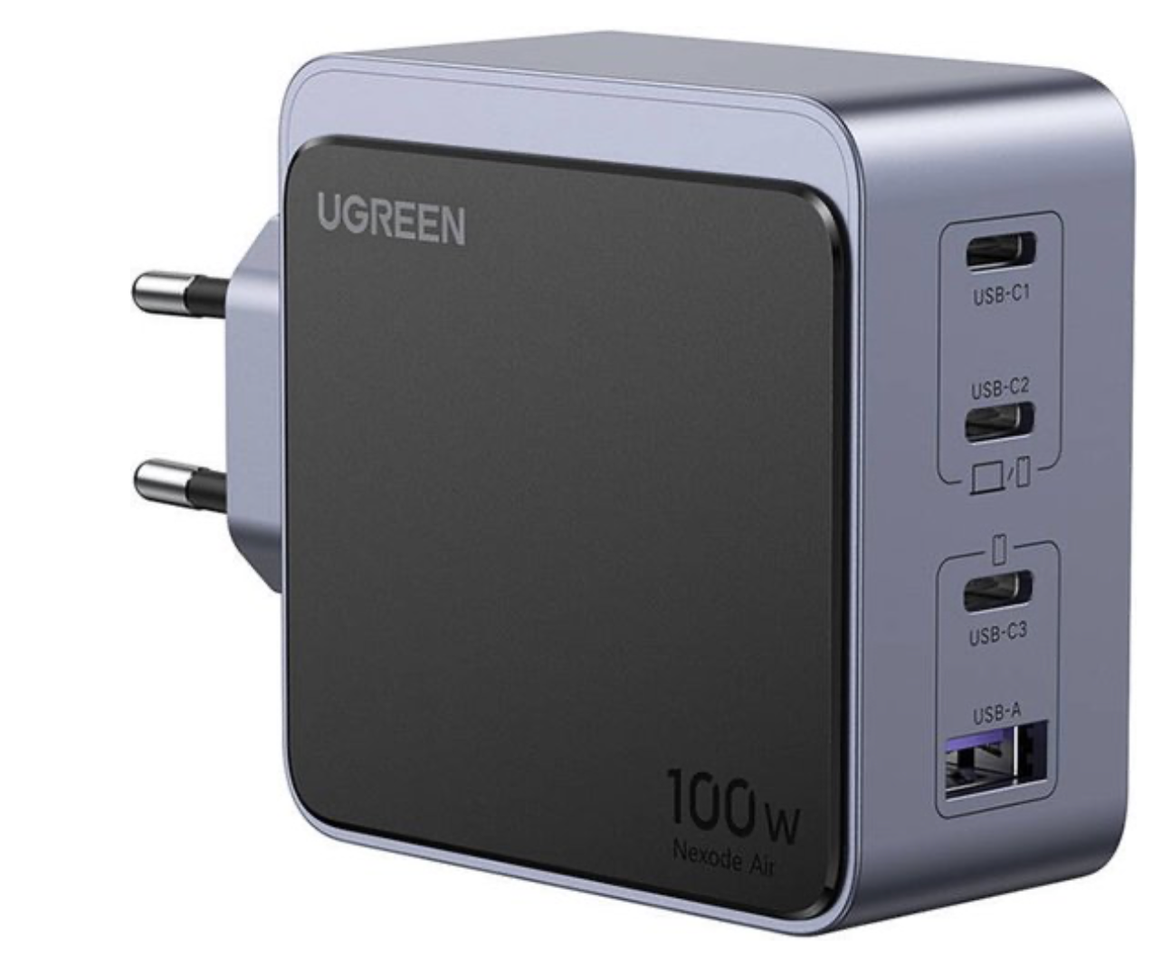 Ugreen Nexode Air 100W USB/USB-C PD Snellader GaN Adapter Grijs