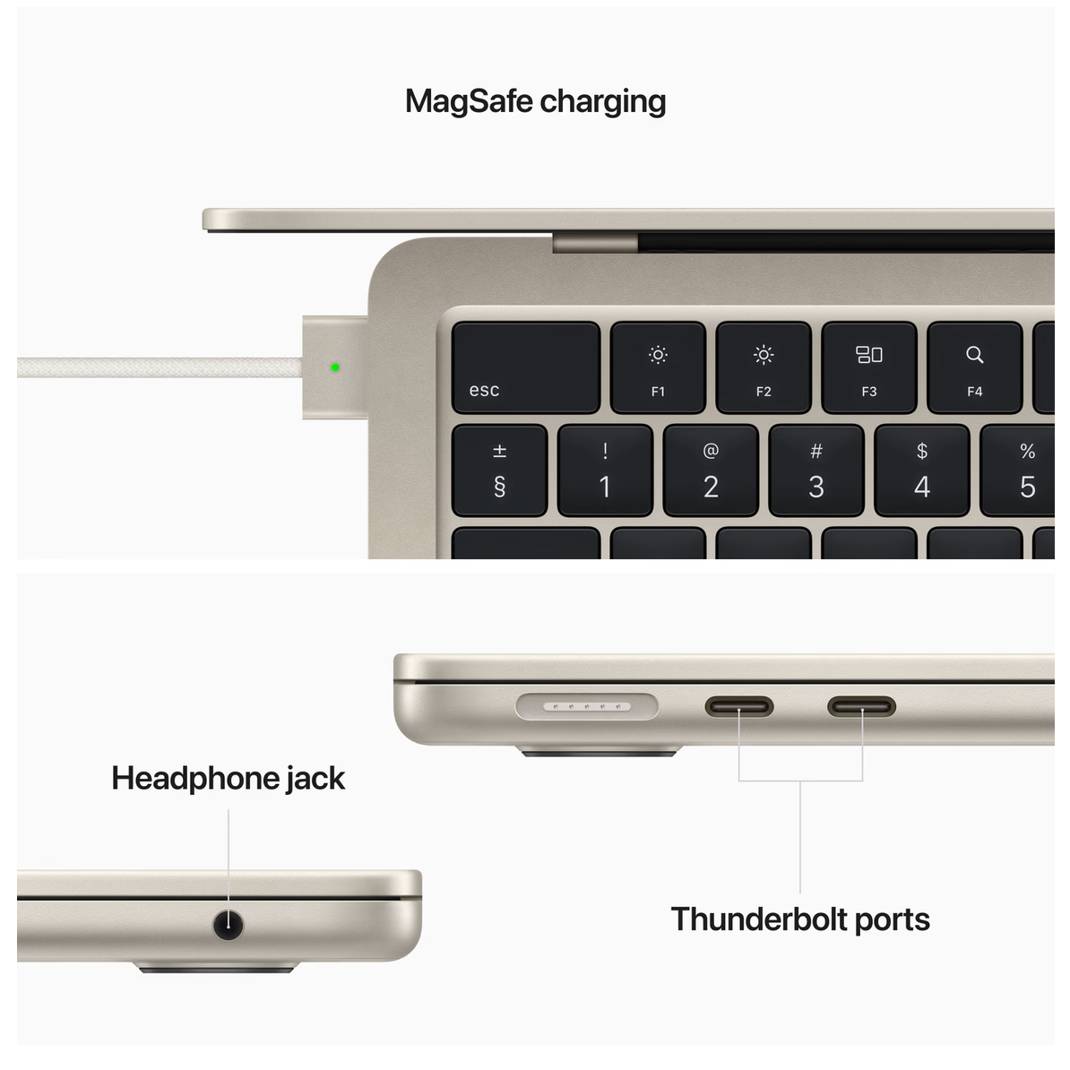 Apple MacBook Air (2022) M2 8-core, 16GB ram, 8-core GPU, 256GB ssd, Qwerty, Beige