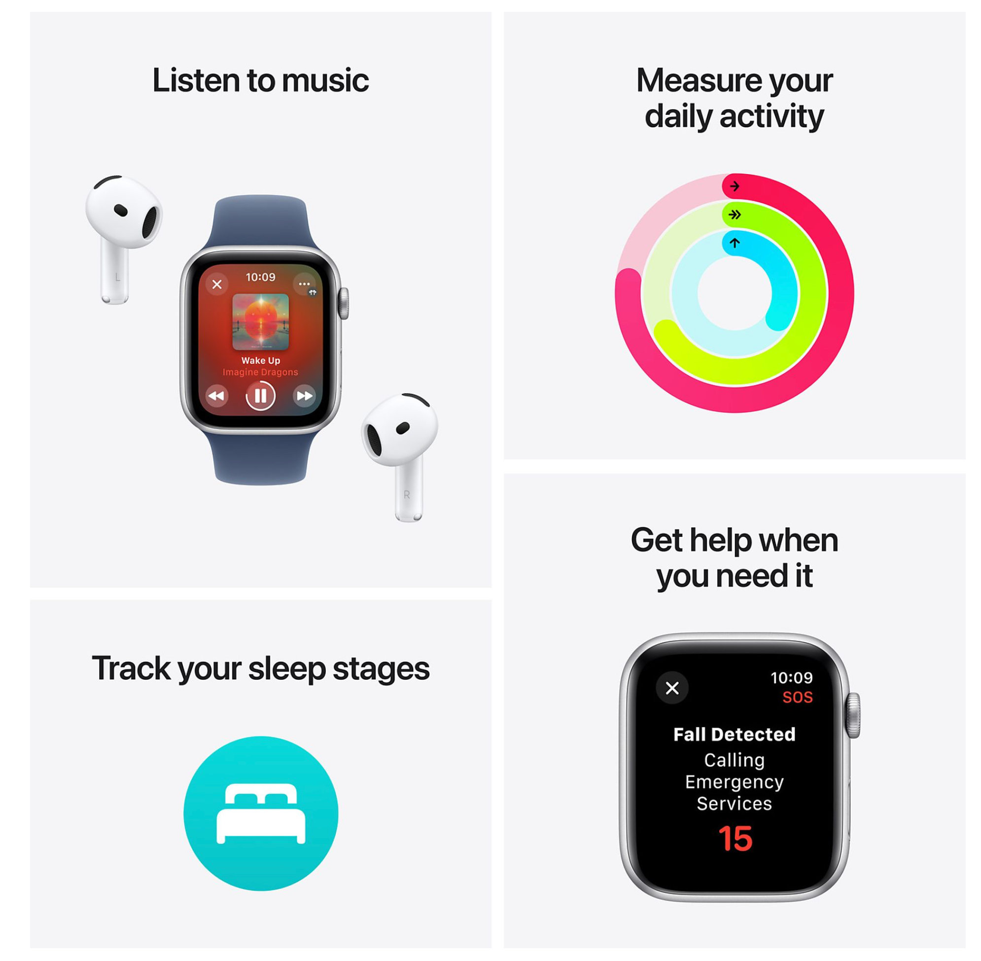 Apple Watch SE (2024) 40mm GPS Geweven bandje, Zilver (Blauw)