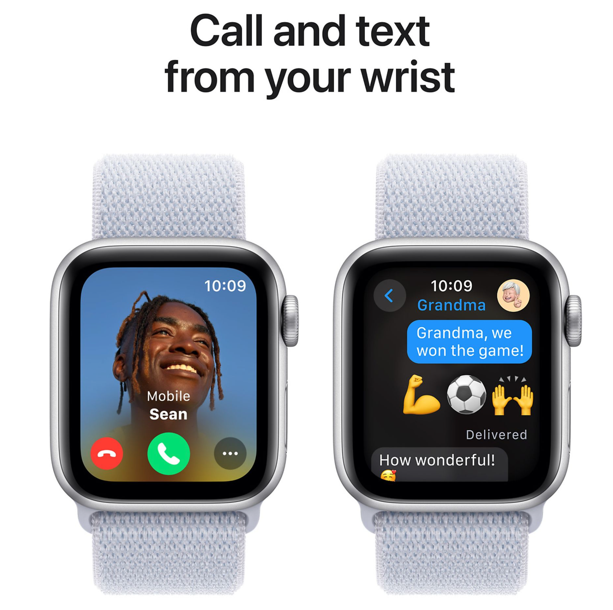 Apple Watch SE (2024) 40mm GPS Geweven bandje, Zilver (Blauw)