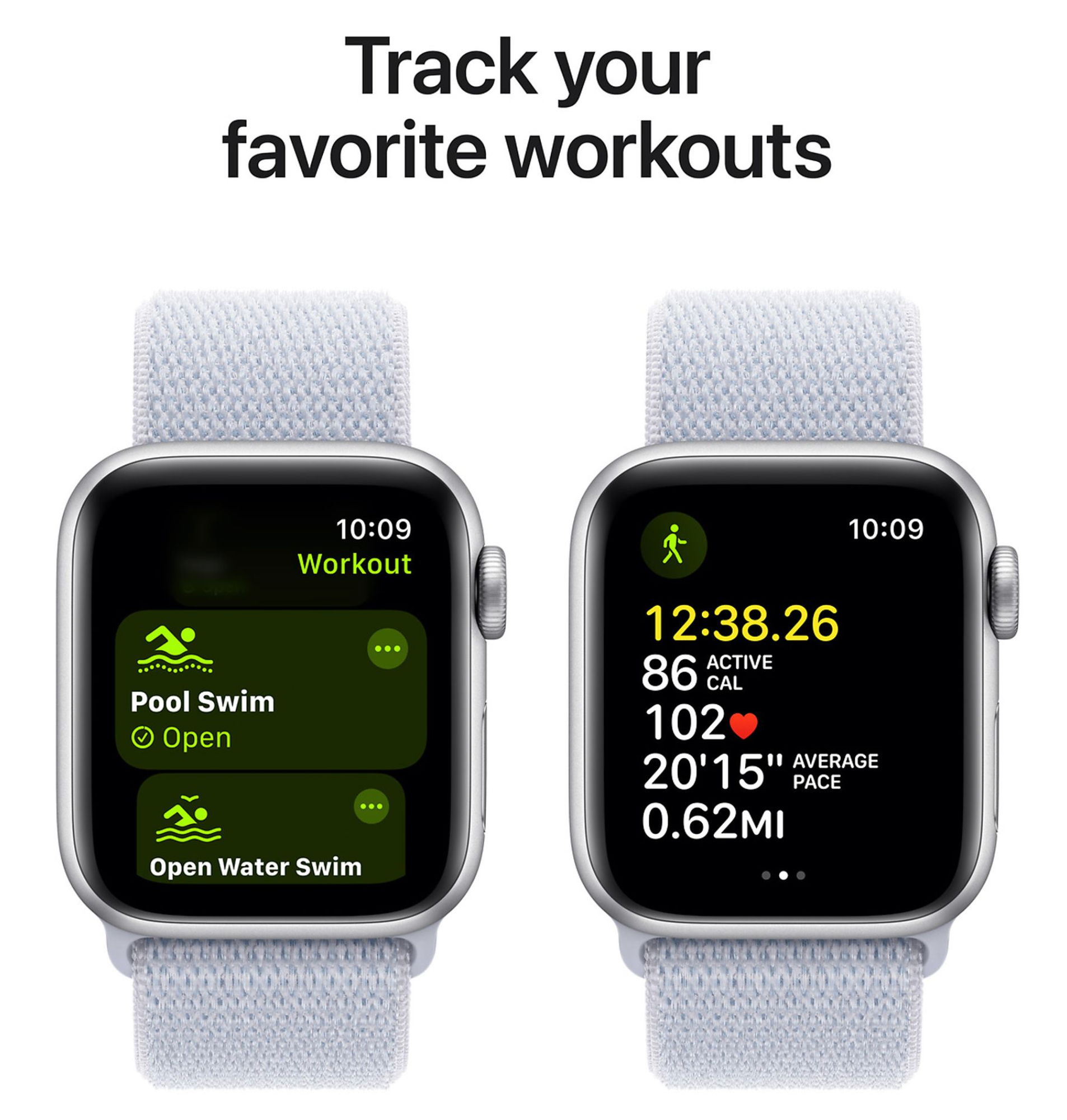 Apple Watch SE (2024) 40mm GPS Geweven bandje, Zilver (Blauw)