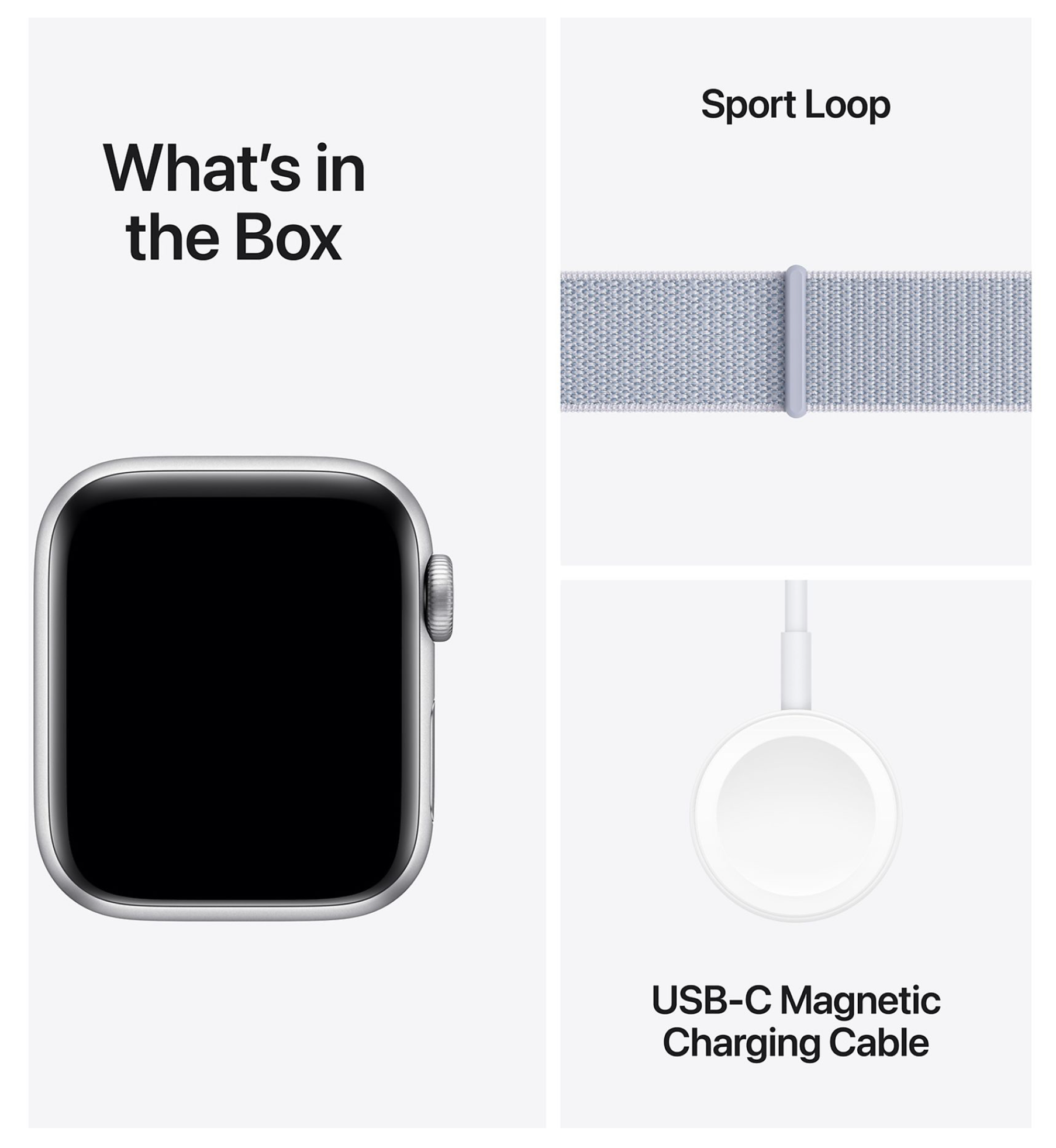 Apple Watch SE (2024) 40mm GPS Geweven bandje, Zilver (Blauw)