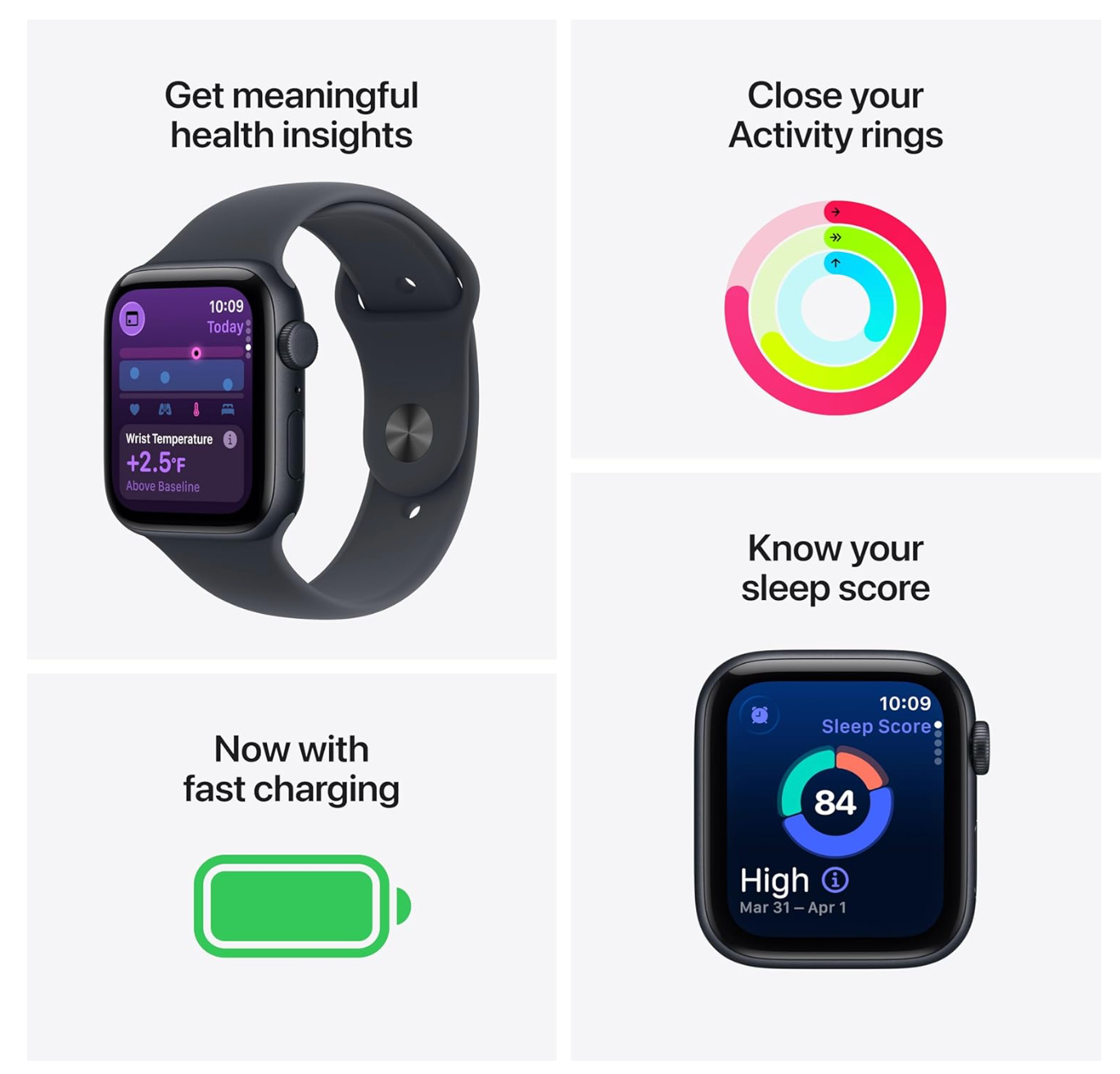 Apple Watch SE (2025) Cellular 44mm Midnight Sportband M/L