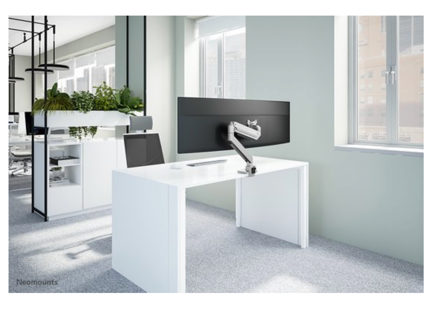 Neomounts NM-D775SILVERPLUS Monitorarm 10-49" - gasveer - Topfix - 180°-stop