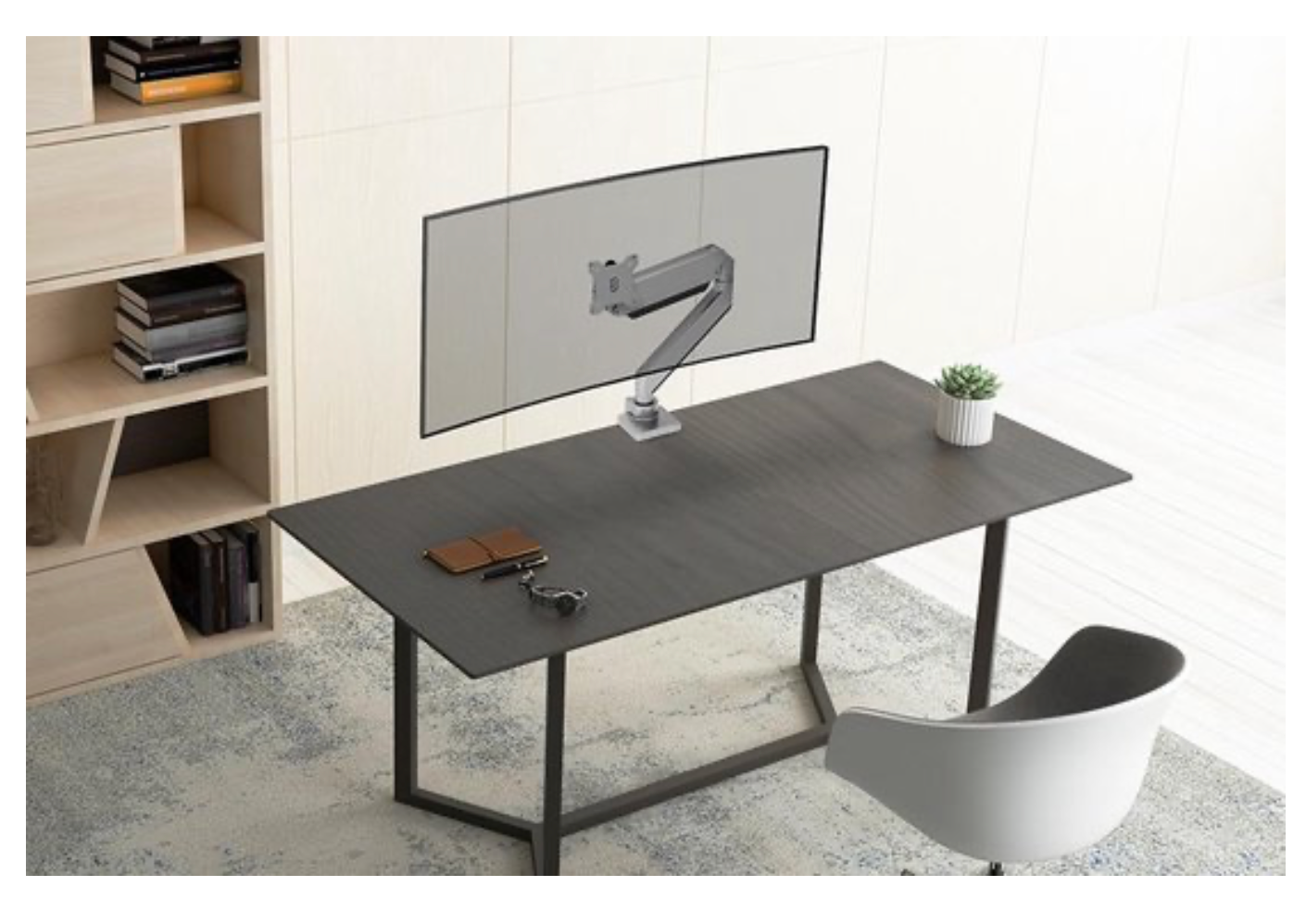 Neomounts NM-D775SILVERPLUS Monitorarm 10-49" - gasveer - Topfix - 180°-stop