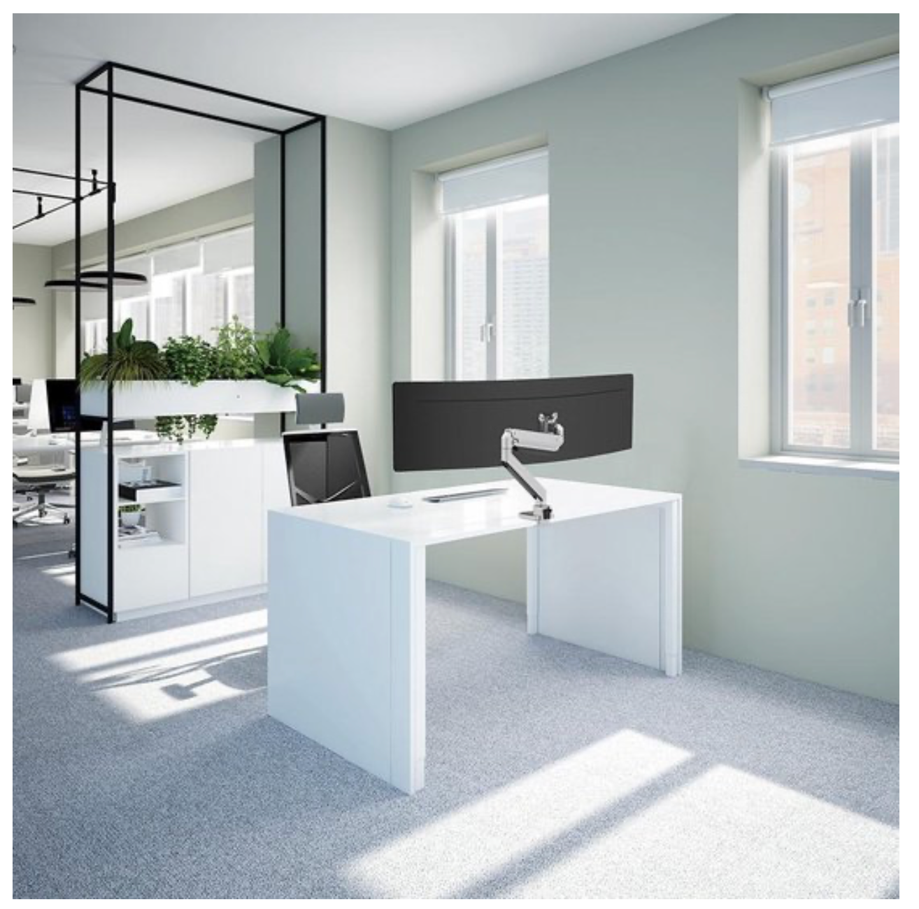 Neomounts NM-D775SILVERPLUS Monitorarm 10-49" - gasveer - Topfix - 180°-stop