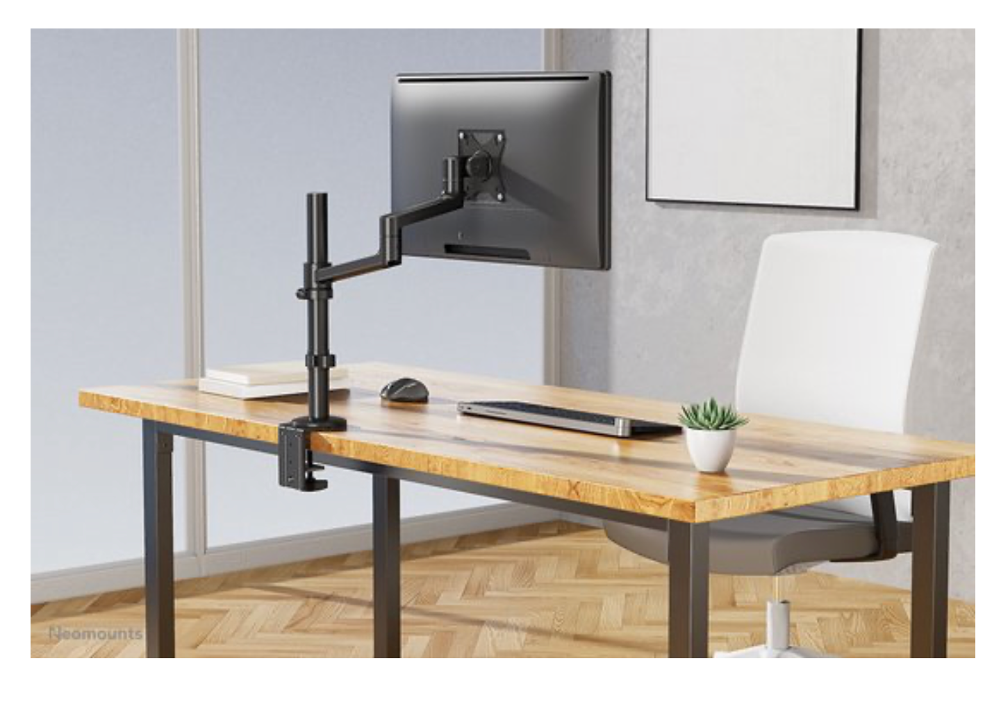 Neomounts NEXT Lite DS60-425BL1 Monitorarm 1 scherm - 17-27" - 0-8 kg - ruimtebesparend T-Rex model - 100% plasticvrije verpakking - zwart