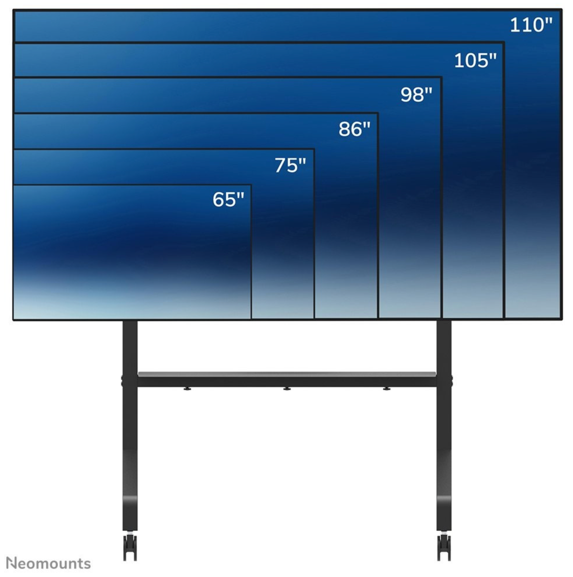 Neomounts FL50-575WH1 TV trolley 65-110" - snelle installatie - TÜV