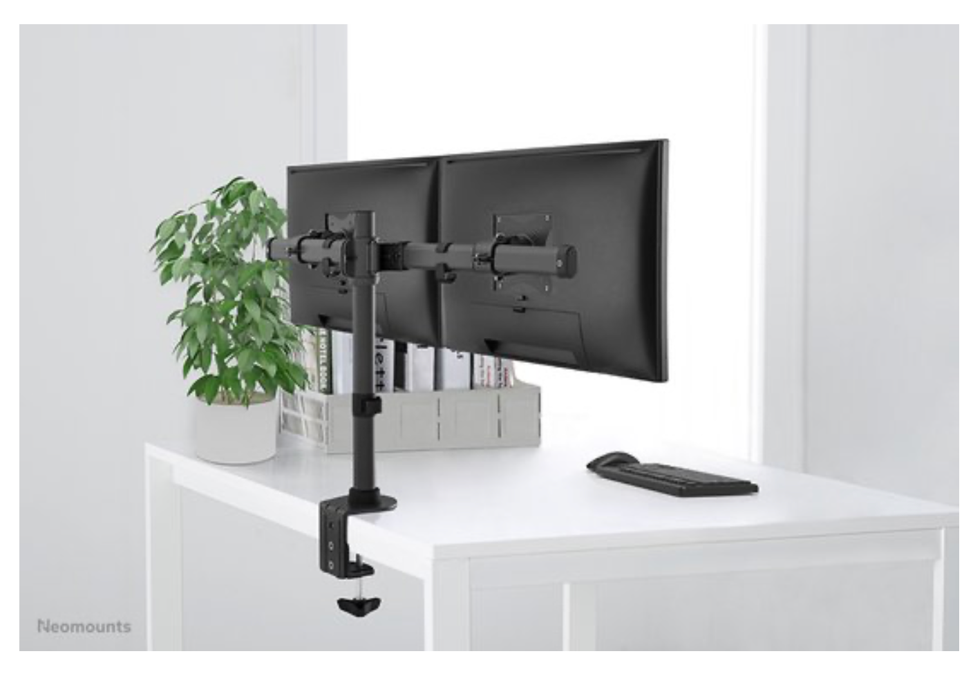 Neomounts FPMA-DCB100DBLACK Crossbar monitorarm 2 schermen - 10-27" - 0-10 kg/scherm - zwart