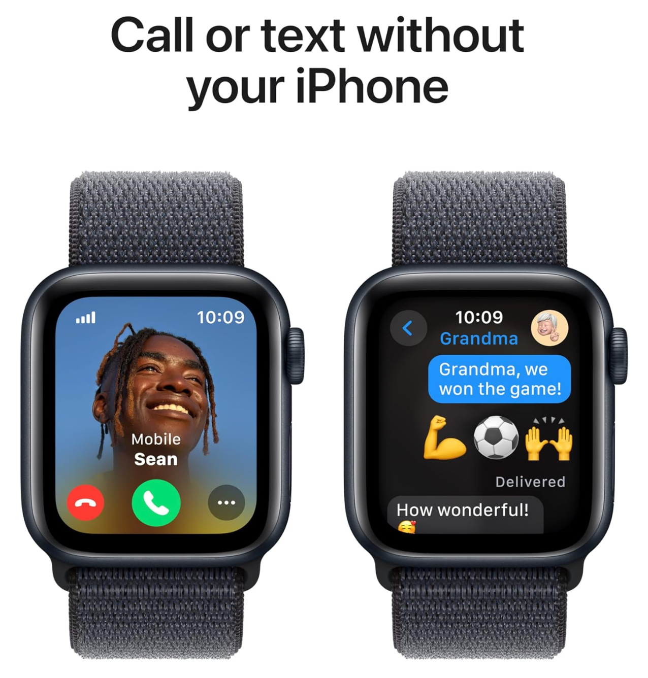 Apple Watch SE (2024) 40mm, GPS + Cellular, Geweven bandje, Zwart (Zwart)