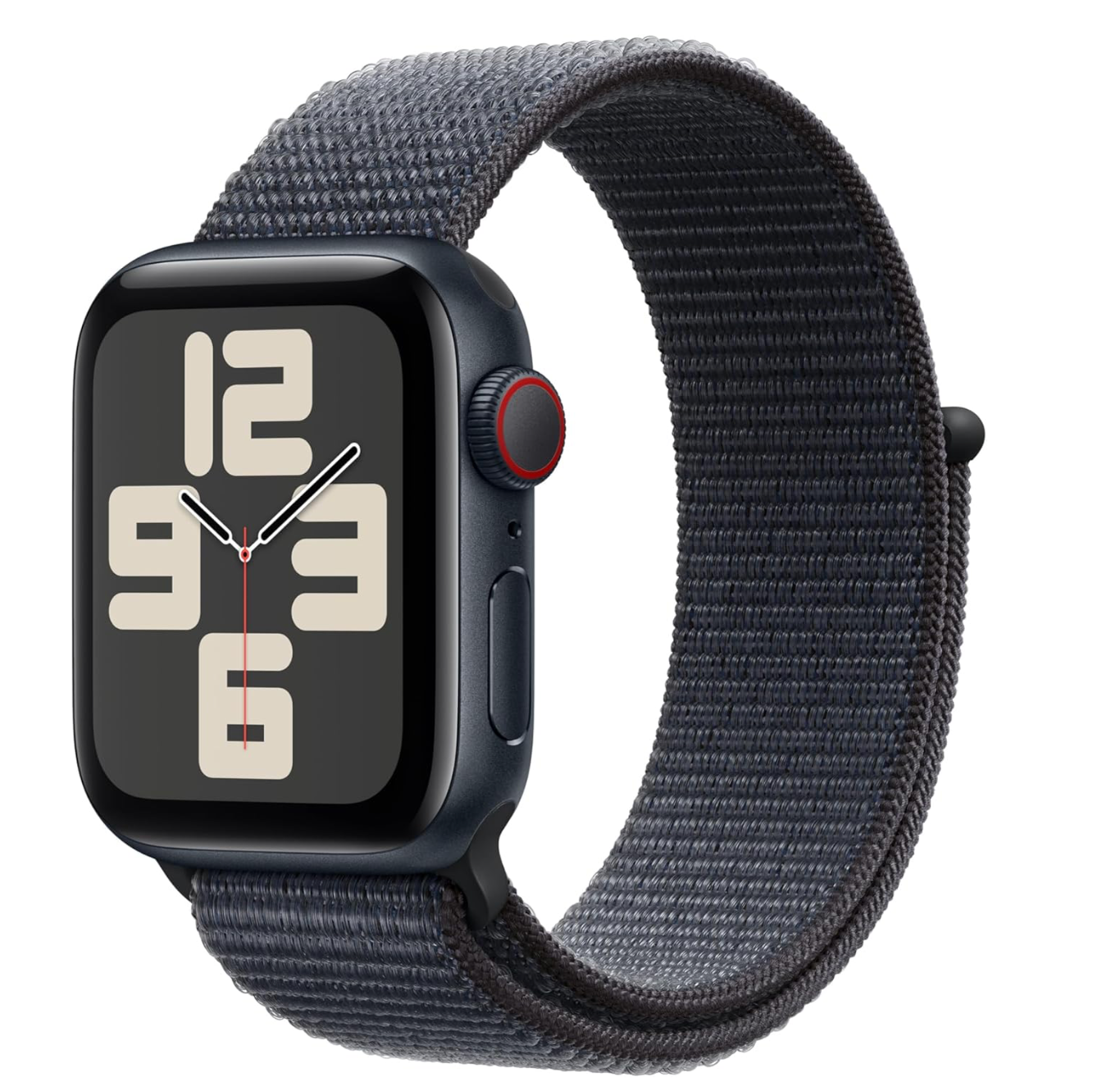 Apple Watch SE (2024) 40mm, GPS + Cellular, Geweven bandje, Zwart (Zwart)