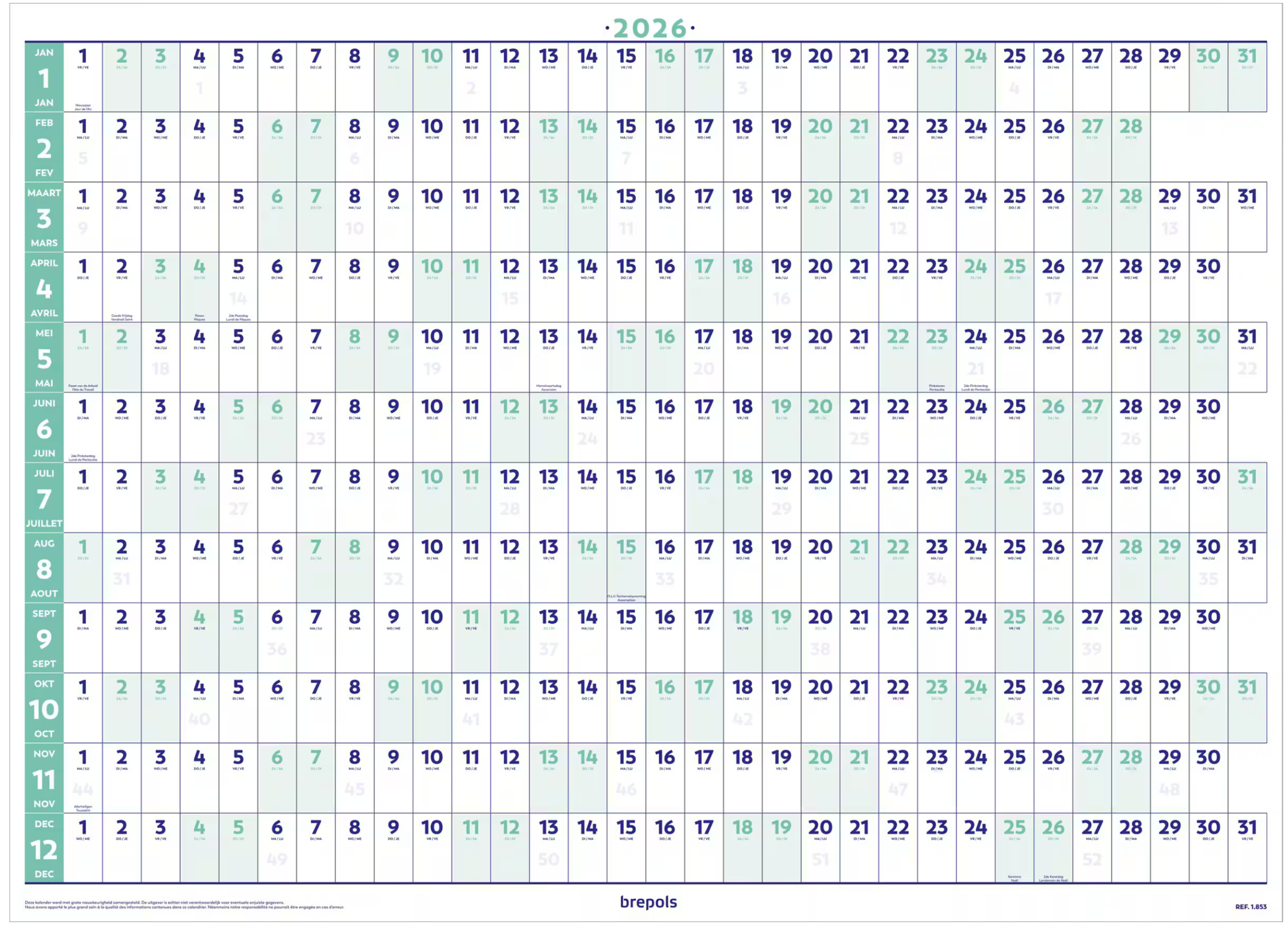 Brepols jaarplanner, 2026