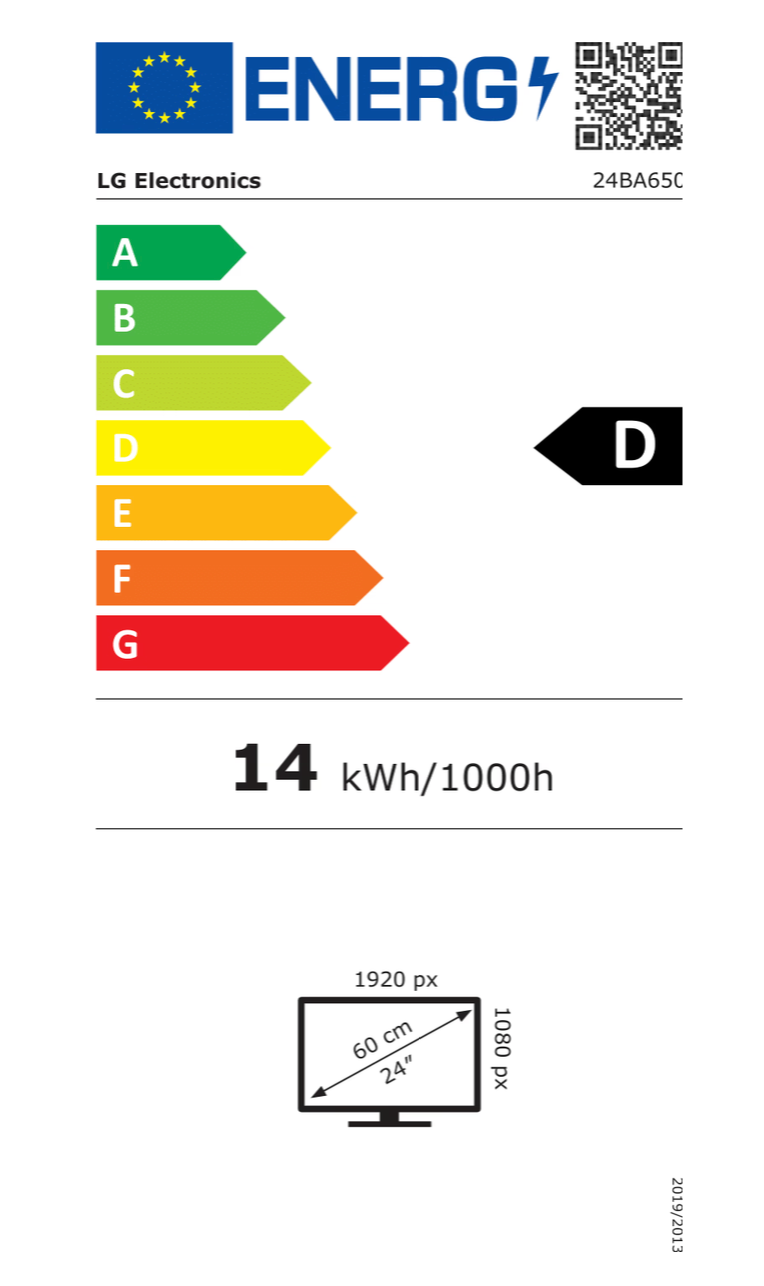 LG 24BA650-B.AEU LED display 60,5 cm (23.8") 1920 x 1080 Pixels Full HD