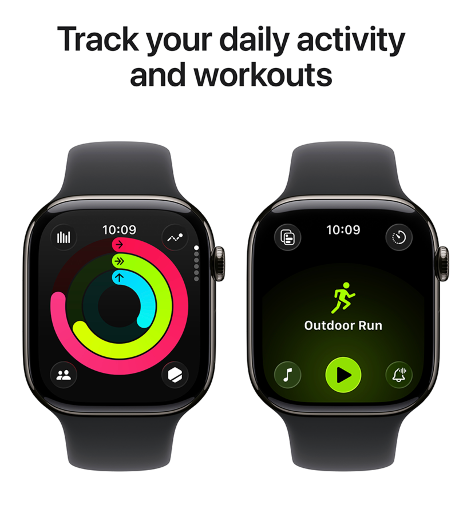 Apple Watch Series 11 42mm GPS + Cellular Titanium, Sportbandje M/L, Zwart (Zwart)