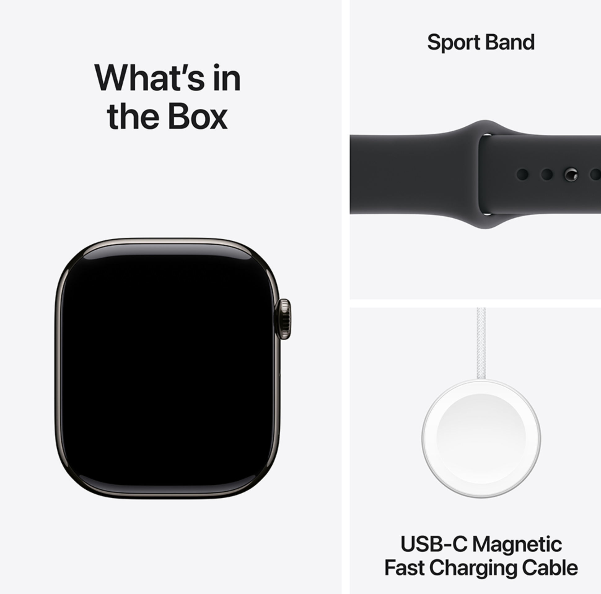 Apple Watch Series 11 42mm GPS + Cellular Titanium, Sportbandje M/L, Zwart (Zwart)