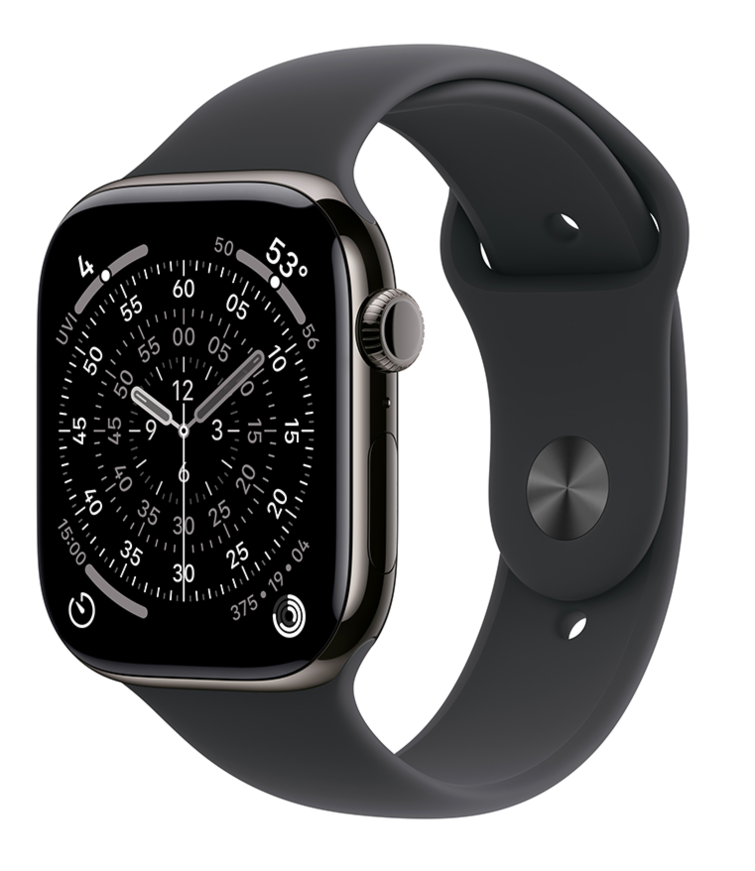 Apple Watch Series 11 42mm GPS + Cellular Titanium, Sportbandje M/L, Zwart (Zwart)