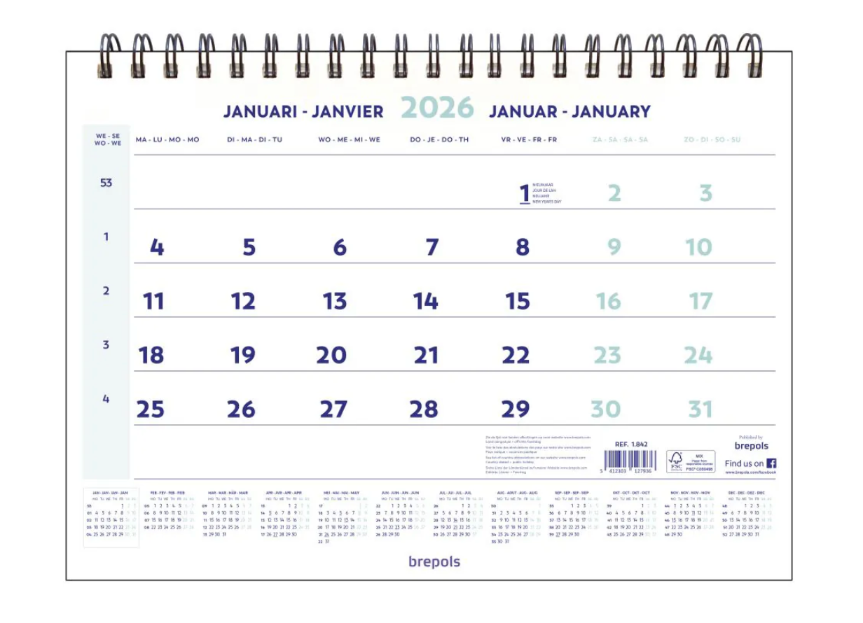 Brepols maandkalender, 2026
