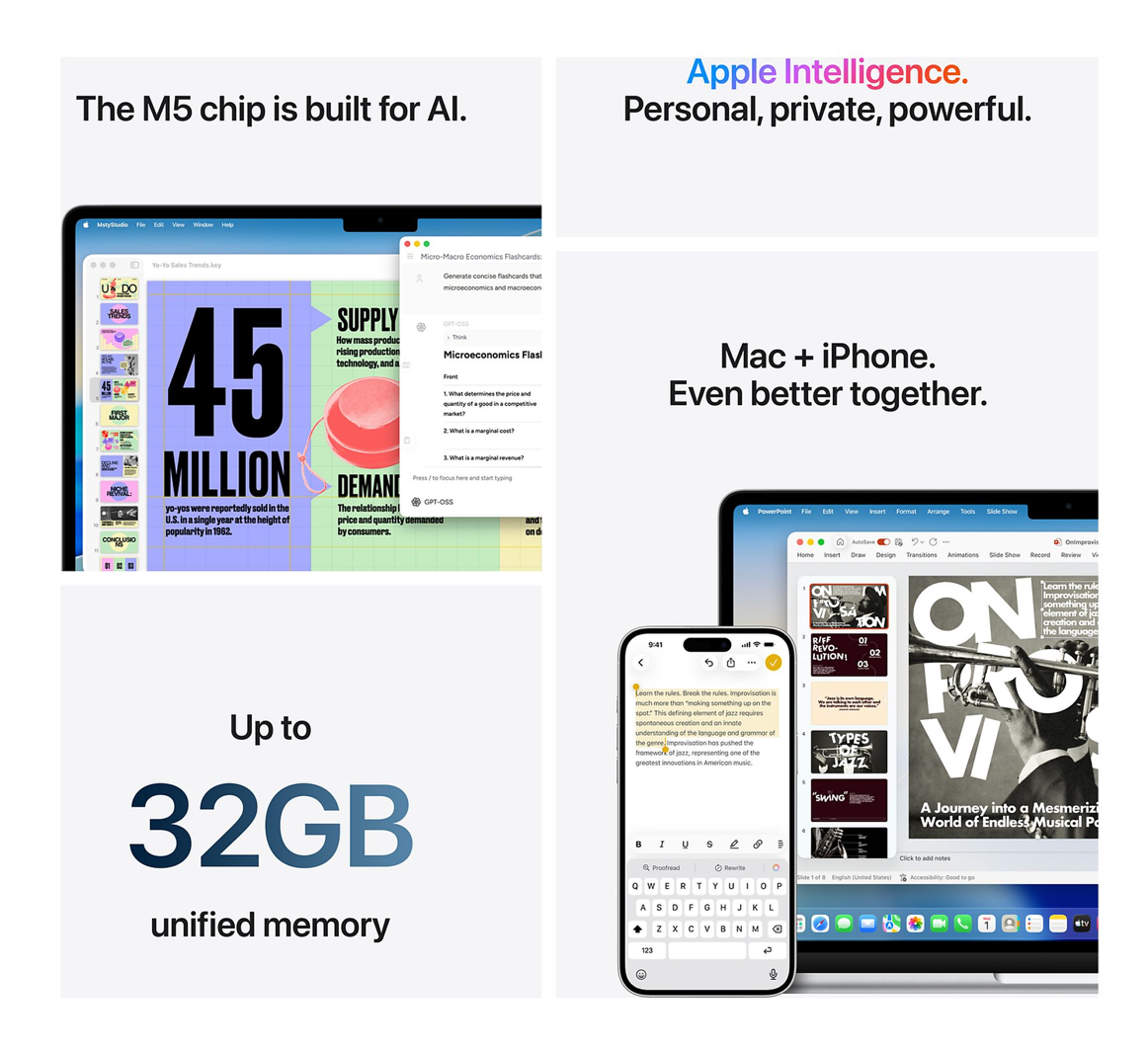 Apple MacBook Air (2026) 13 inch M5 (10CPU/10GPU) 16GB 1TB Silver QWERTY