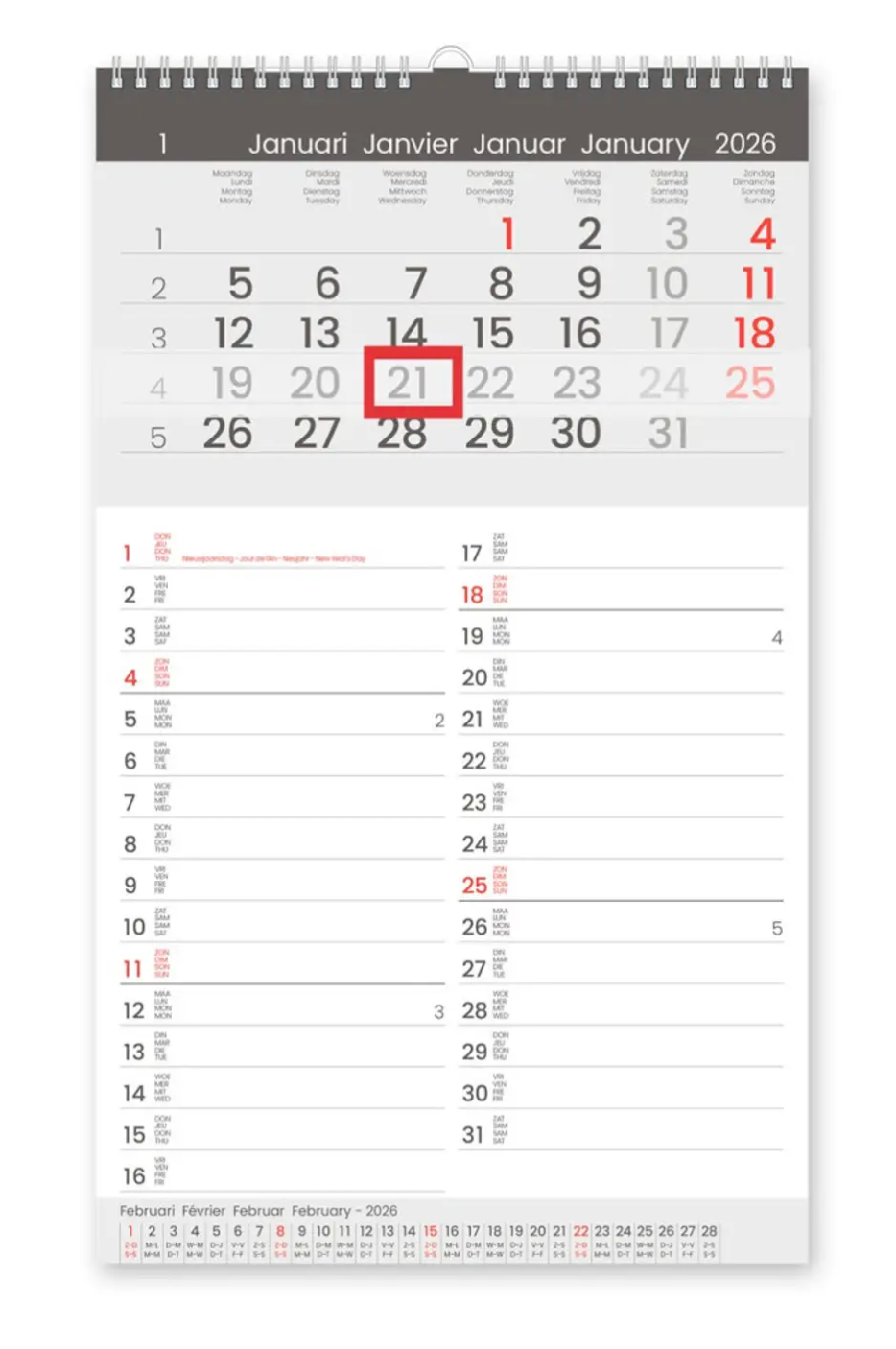 Maandkalender Memo-Manager, viertalig,  2026