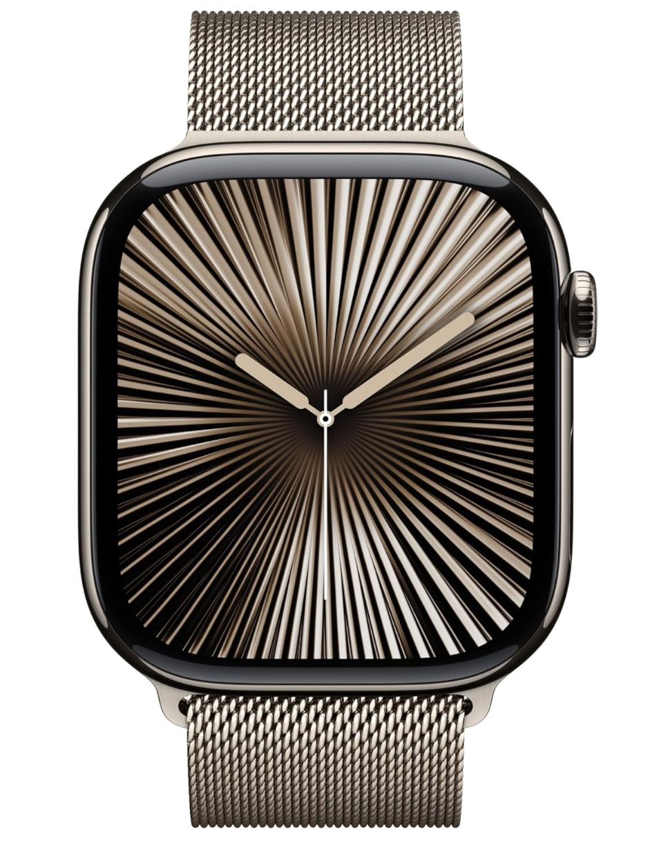 Apple Watch Series 10 GPS + Cellular 46mm Titanium Case met Milanese Loop - M/L Beige