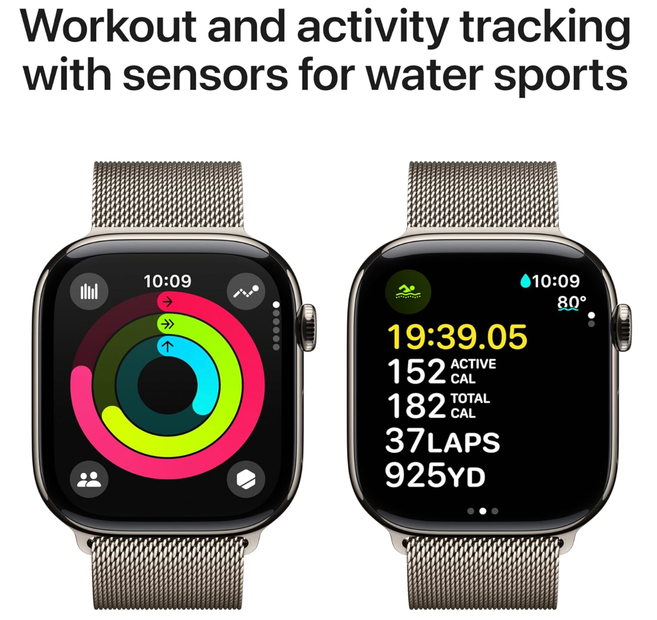 Apple Watch Series 10 GPS + Cellular 46mm Titanium Case met Milanese Loop - M/L Beige