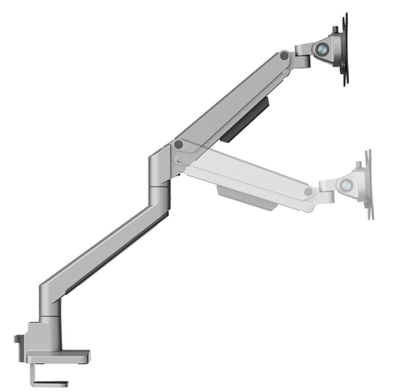 Neomounts NEXT Slim DS70-250SL1 Monitorarm 1 scherm - 17-35" - 1-9 kg (curved 8 kg) - gasveer - 180°-stop - Topfix - Easy Install-model - 100% plasticvrije verpakking - zilver