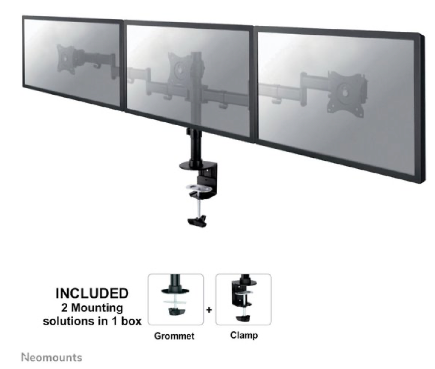 Neomounts NM-D135D3BLACK Monitorarm 3 schermen - 10-27" - 0-8 kg/scherm - zwart