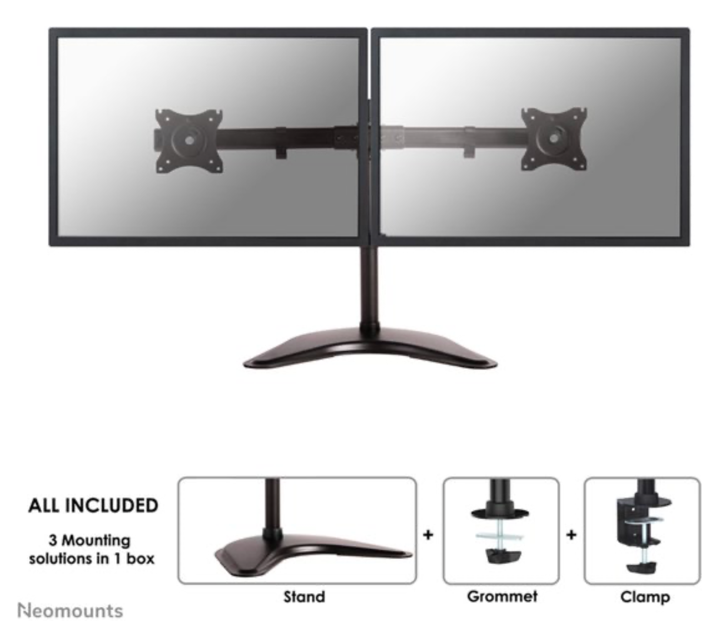 Neomounts NM-D335DBLACK Monitorstandaard 2 schermen 10-27" - 0-8 kg/scherm - zwart