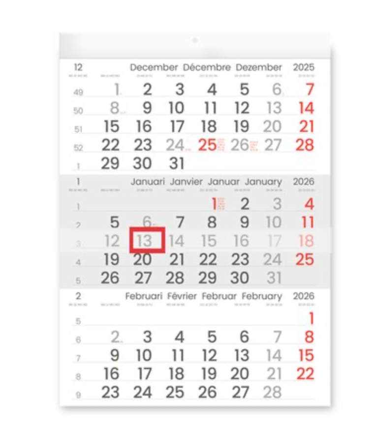 Driemaandskalender Compact, 2026