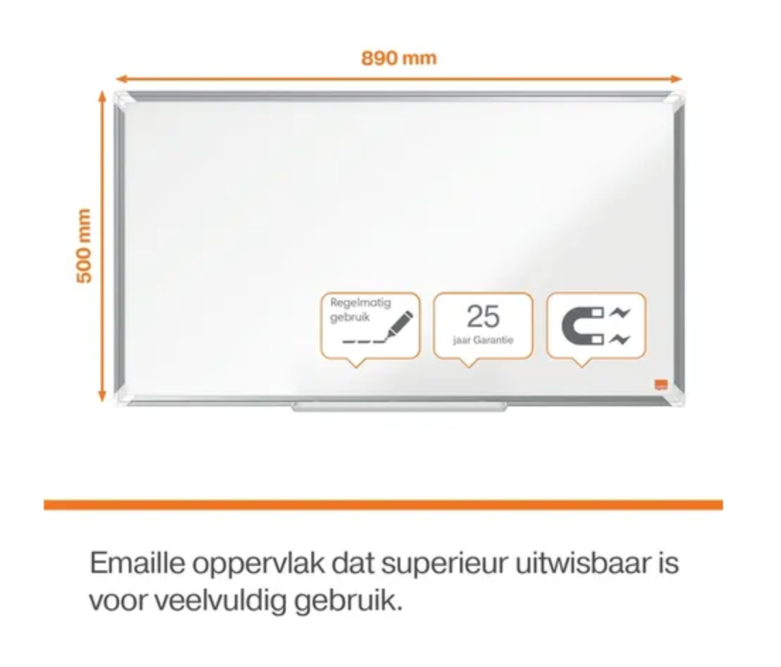 Nobo Premium Plus Widescreen magnetisch whiteboard, emaille, ft 89 x 50 cm