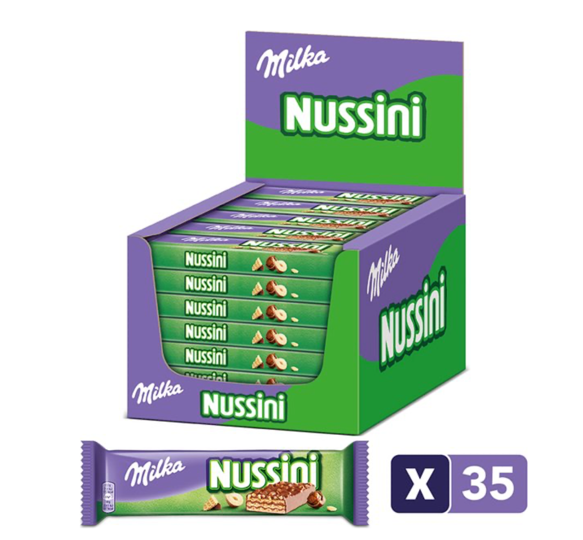 Miilka Nussini reep chocolademelk en hazelnoot, 31,5 g