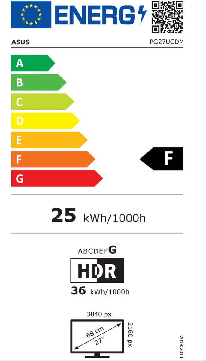 ASUS ROG Swift OLED PG27UCDM computer monitor 67,3 cm (26.5") 3840 x 2160 Pixels 4K Ultra HD QD-OLED Zwart
