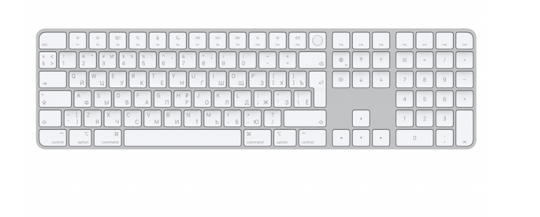 Apple Magic toetsenbord Universeel USB + Bluetooth Russisch Aluminium, Wit