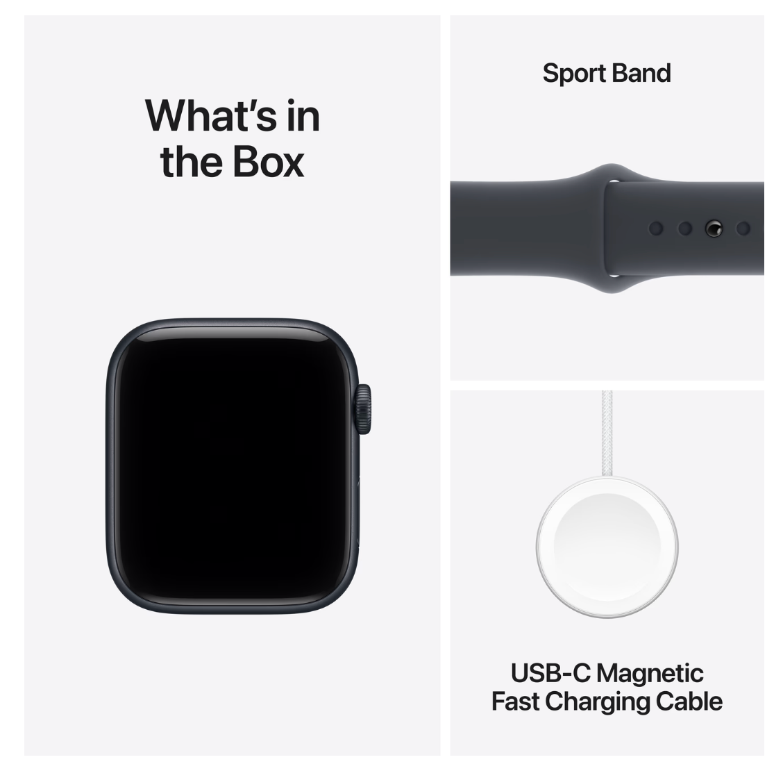 Apple Watch SE (2025) 44mm Midnight Sportband M/L