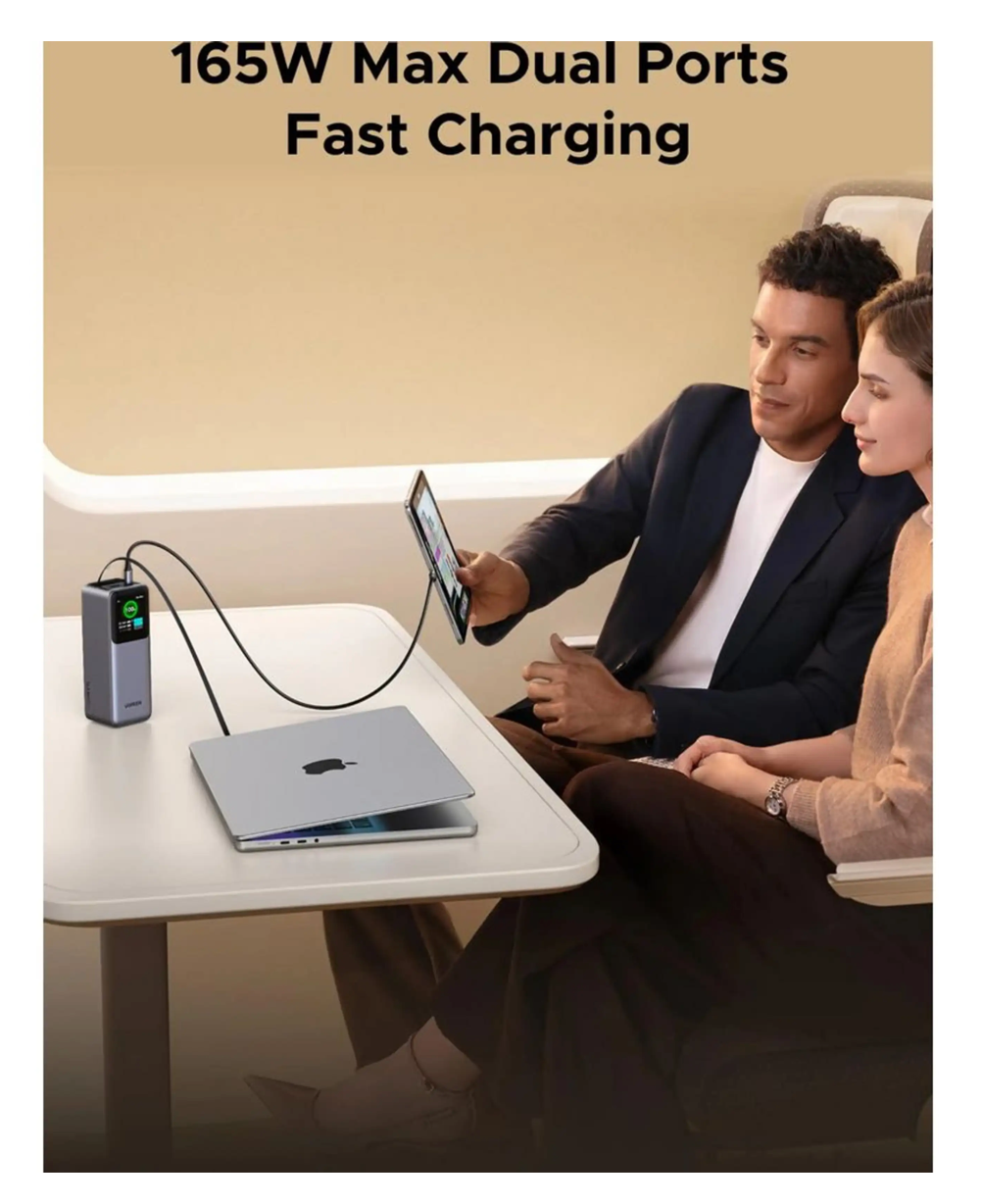 UGREEN PB726 20.000mAh 165W power bank 2x USB-C 1x USB-A retractable USB-C cable 