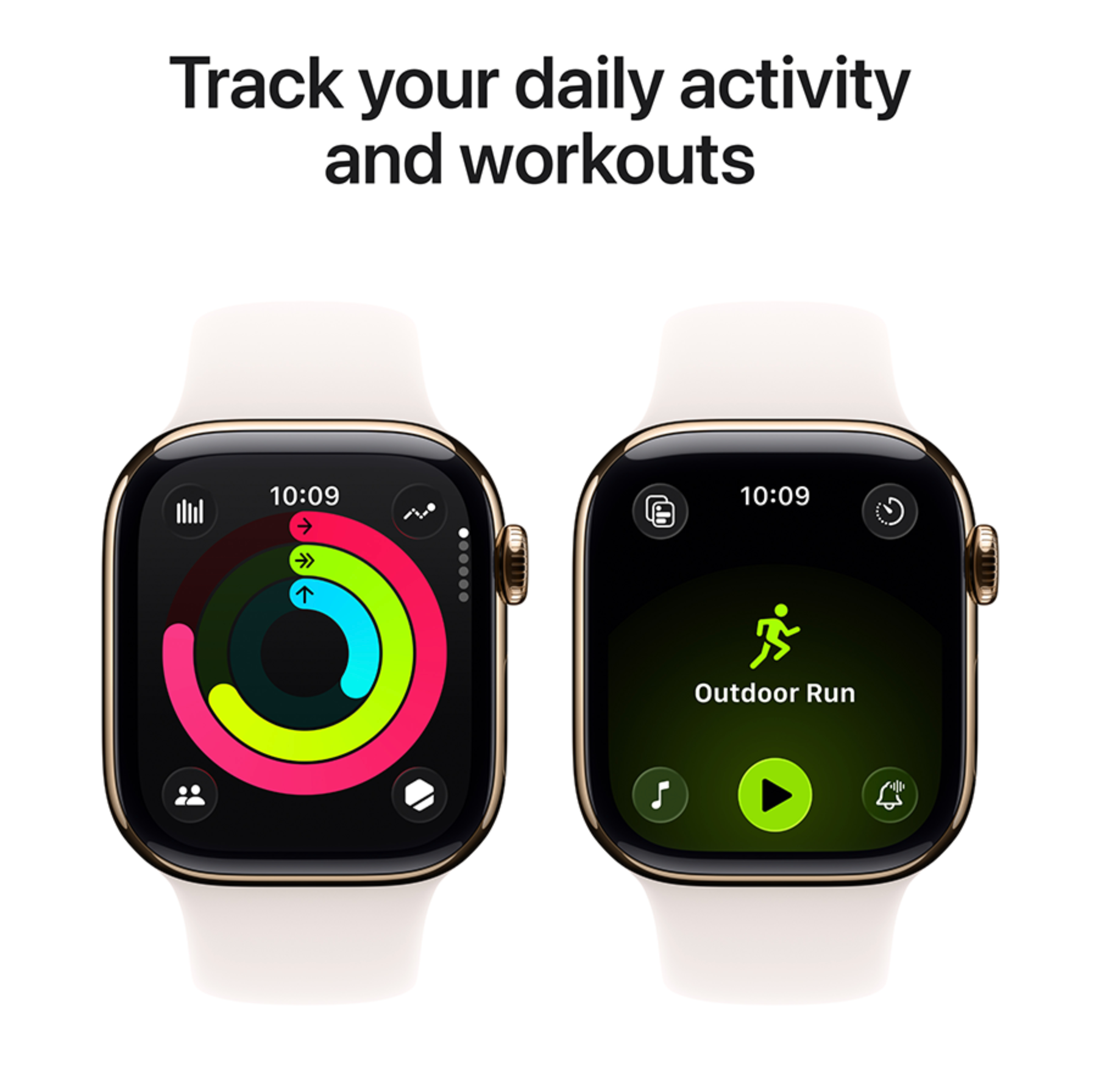 Apple Watch Series 11, 46mm, GPS + Cellular, Titanium, Sportbandje S/M, Goud (Roze)