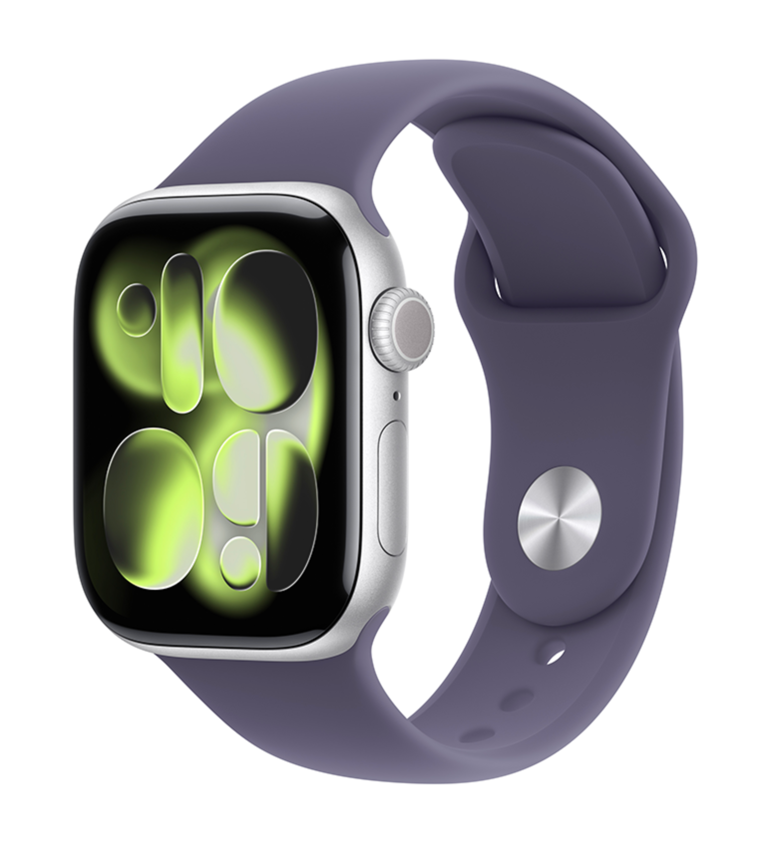 Apple Watch Series 11, 42mm GPS + Cellular Aluminium Sportbandje M/L, Zilver (Paars)