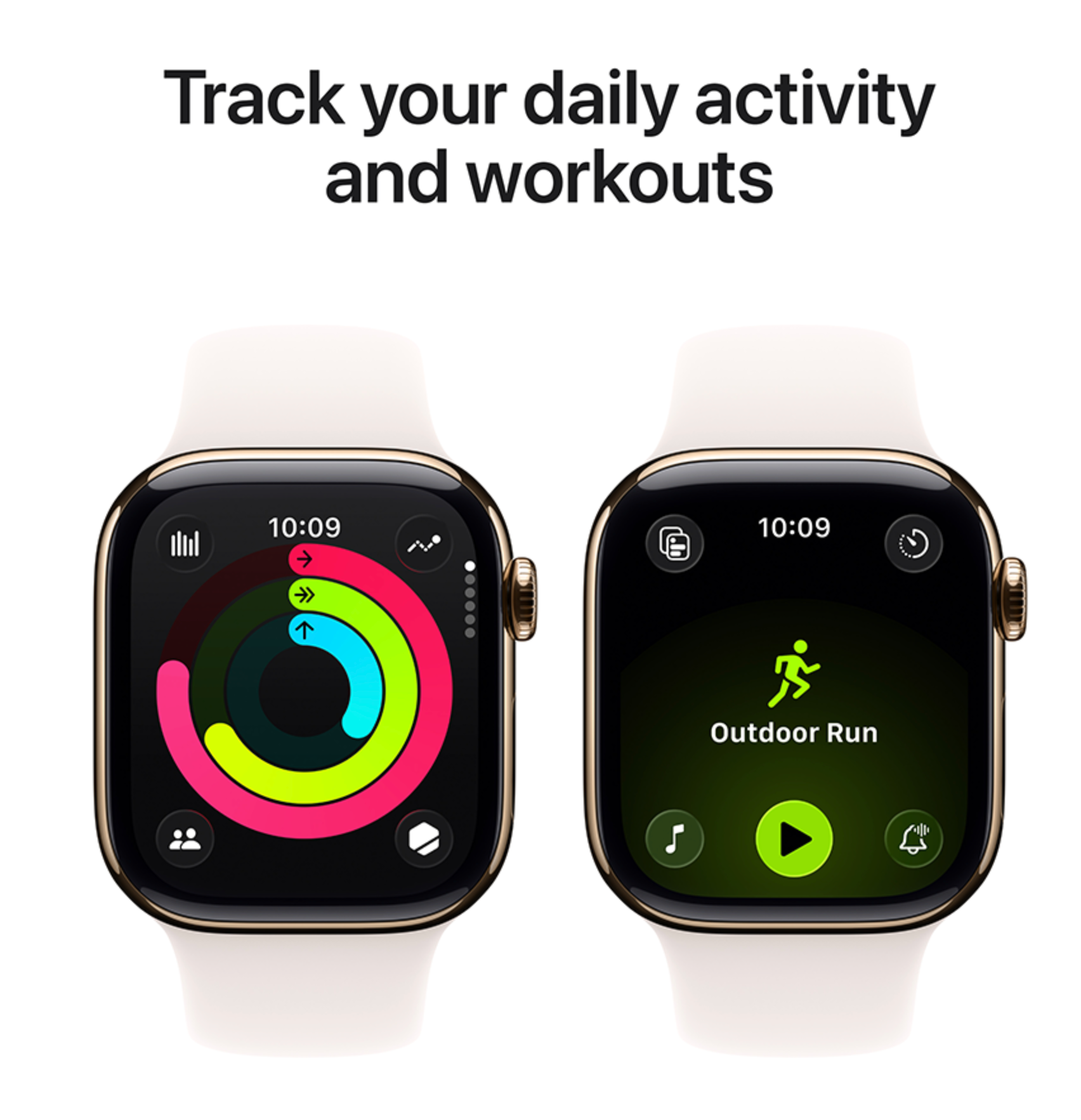 Apple Watch Series 11, 42mm, GPS + Cellular, Titanium, Sportbandje M/L, Goud (Roze)