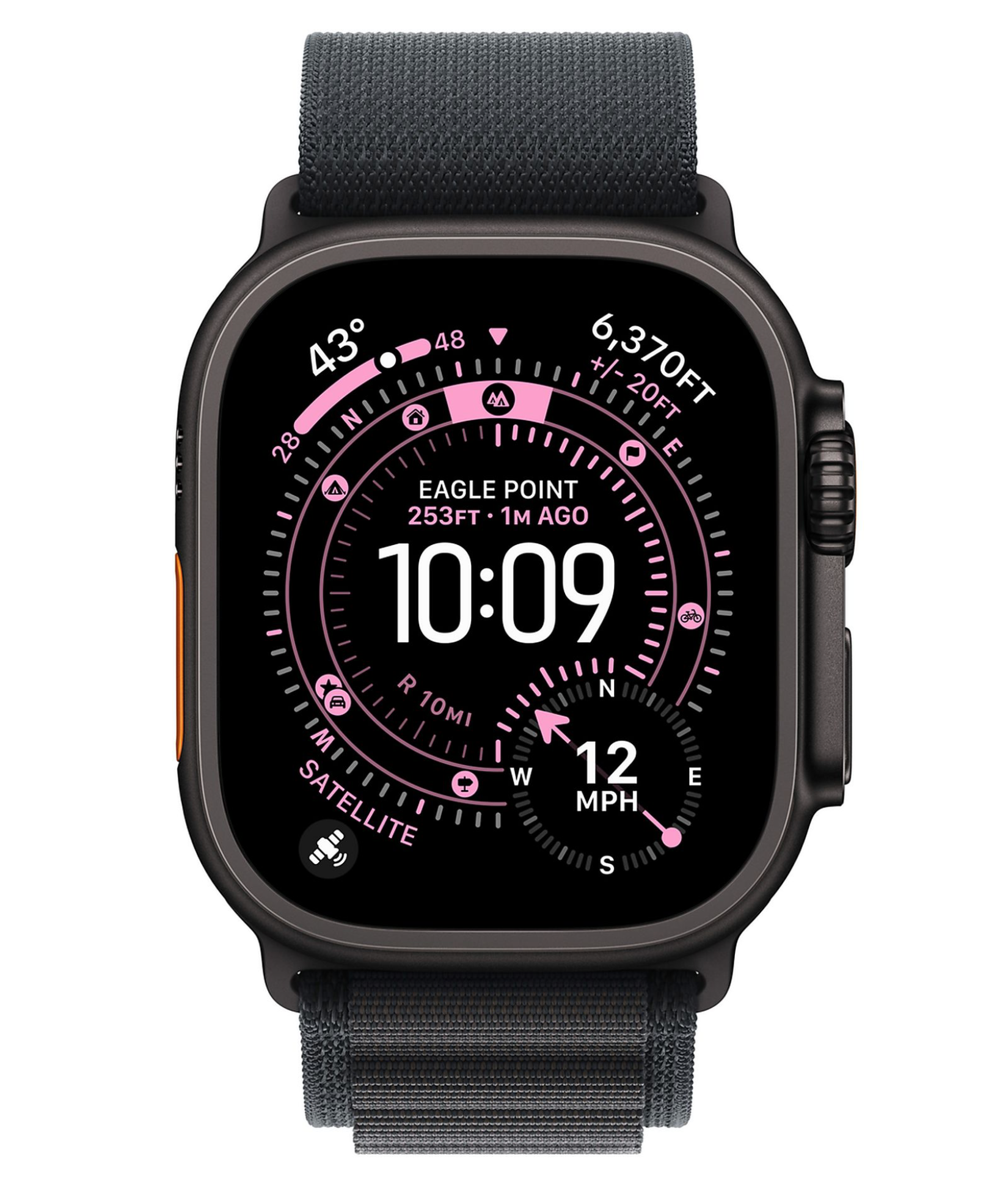 Apple Watch Ultra 3 GPS + Cellular - 49mm Black Titanium Case - Black Alpine Loop - Large Smartwatch Black 