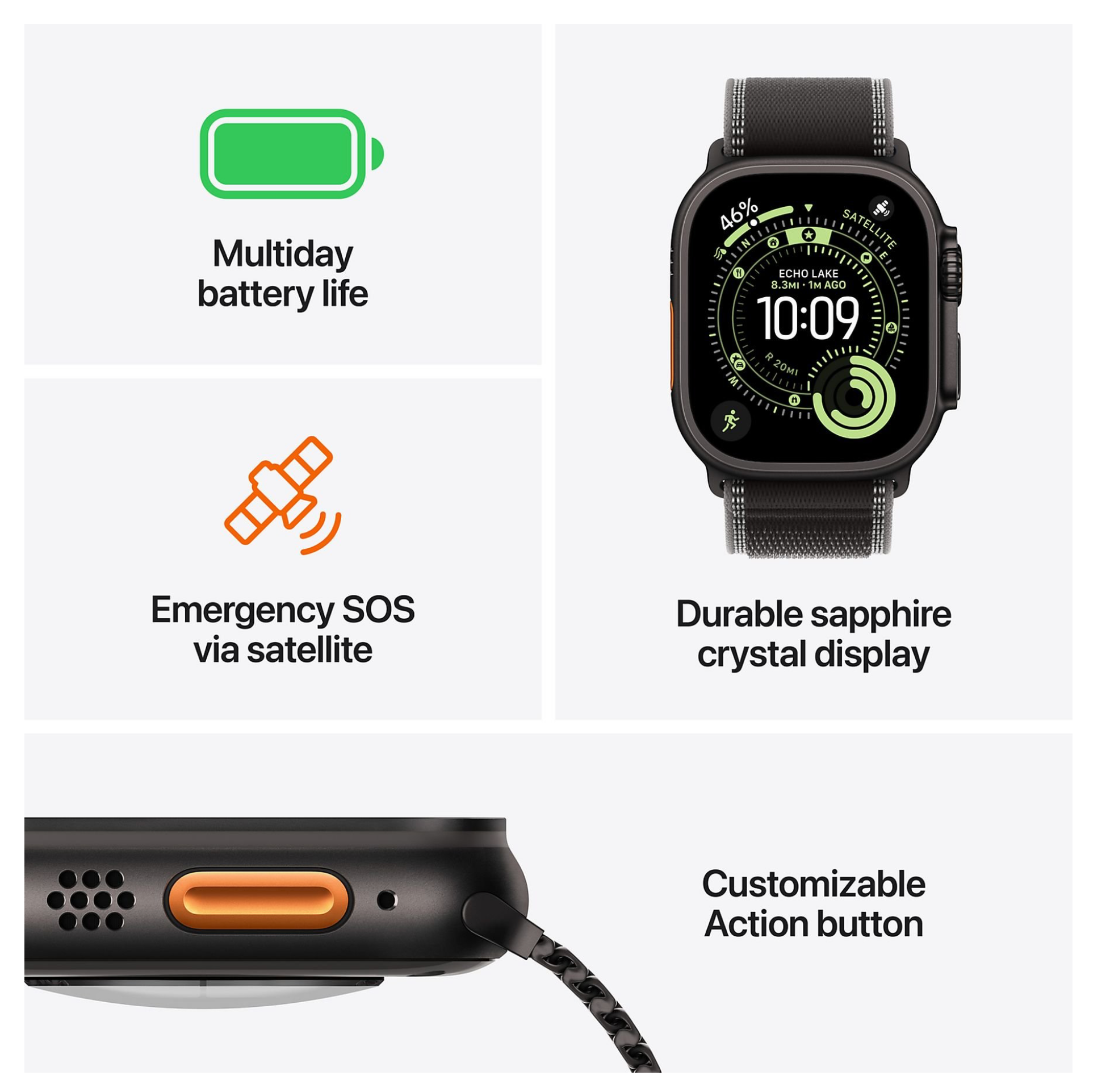 Apple Watch Ultra 3 GPS + Cellular - 49mm Black Titanium Case - Black Alpine Loop - Large Smartwatch Black 