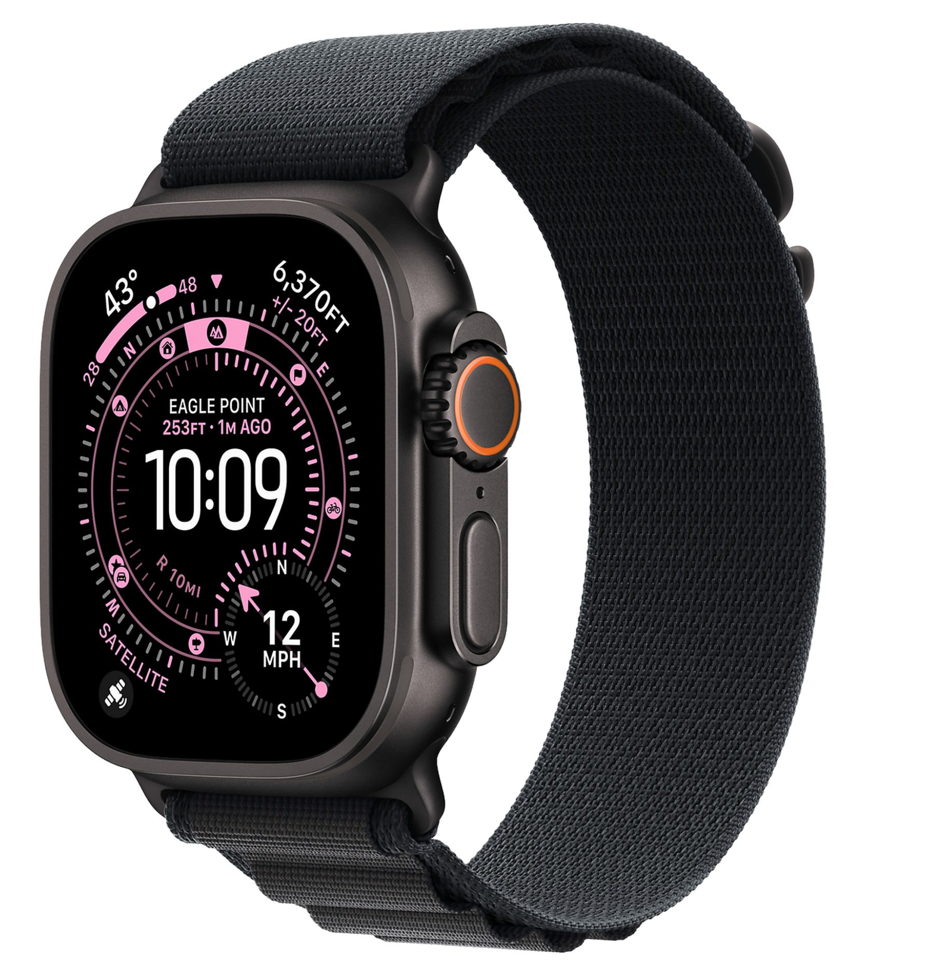 Apple Watch Ultra 3 GPS + Cellular - 49mm Black Titanium Case - Black Alpine Loop - Large Smartwatch Black 